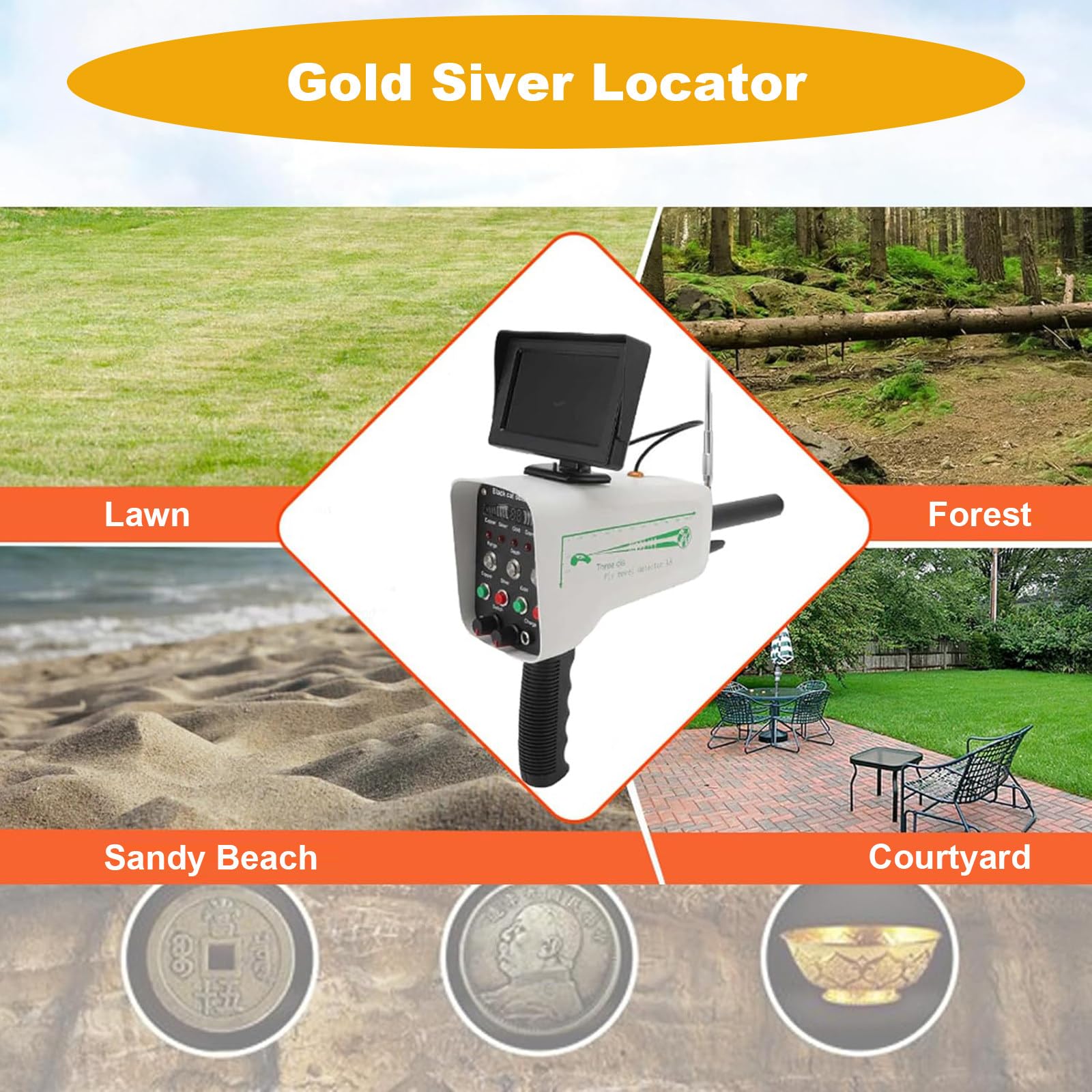 Detector de Metales Profesional, EscáNer De Metal Profesional con Pantalla, Detector para Oro, Plata, Cobre, Piedras Preciosas, Diamante, Detector de Oro