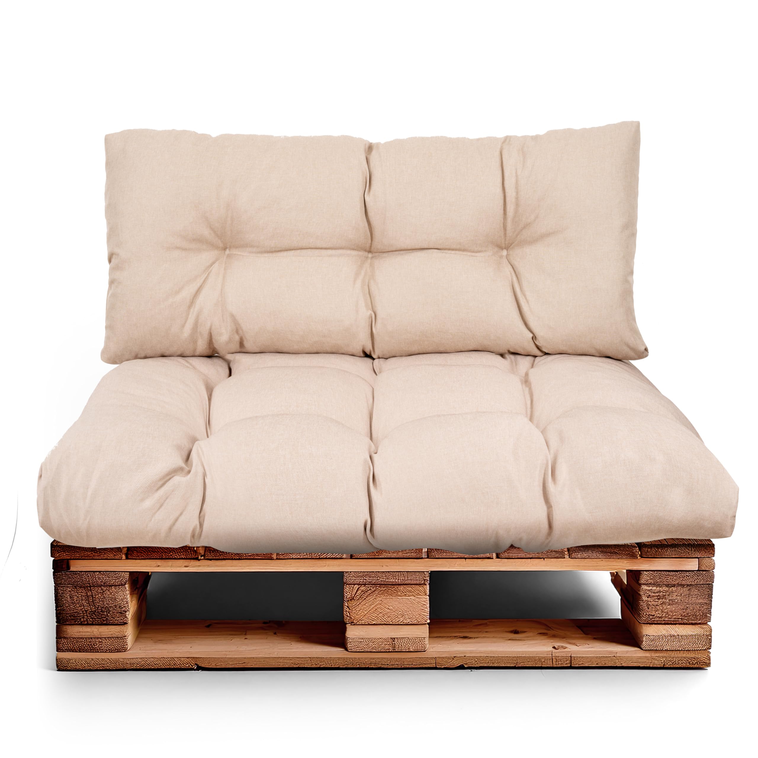 Best Wool Pallet Cushion Set โ Seat Cushion for Euro Pallets โ Pallet Cushion, Filled with Granulated Poulirette Foam โ Incl. Seat Cushion 120x80 + Backrest 120x40 โ image 1