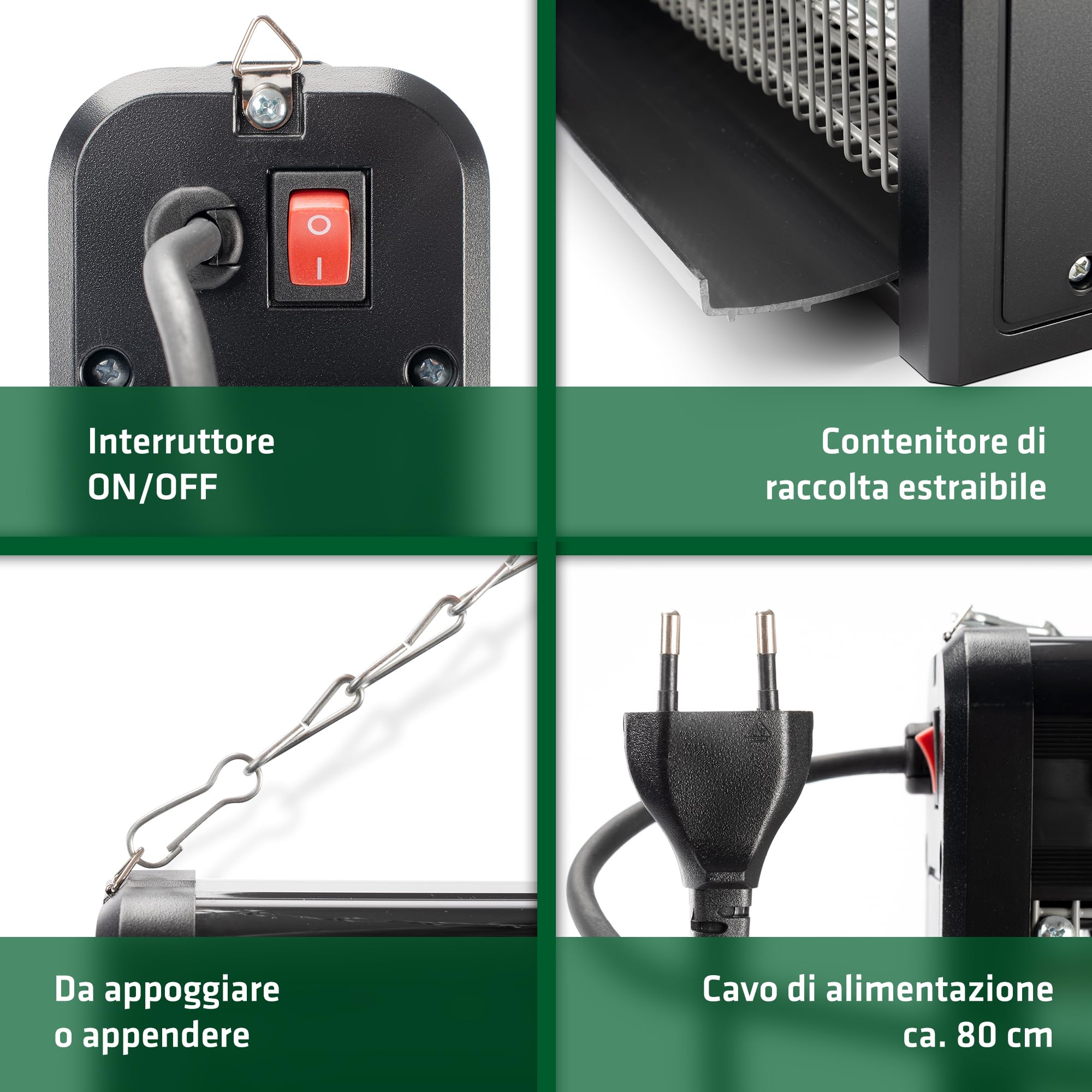 GARDIGO® Lampada Antizanzare | 70m² | Zanzariera Elettrica UV LED | Lampada Zanzare | Insetticida Zanzare | con Catena e Vassoio | per Uso Interno, Esterno