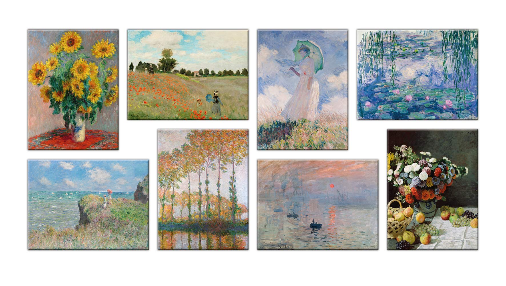LuxHomeDecor Quadri claude monet 8 pezzi 40x30 cm Stampa su Tela con Telaio in Legno Arredamento Arte Arredo Moderno