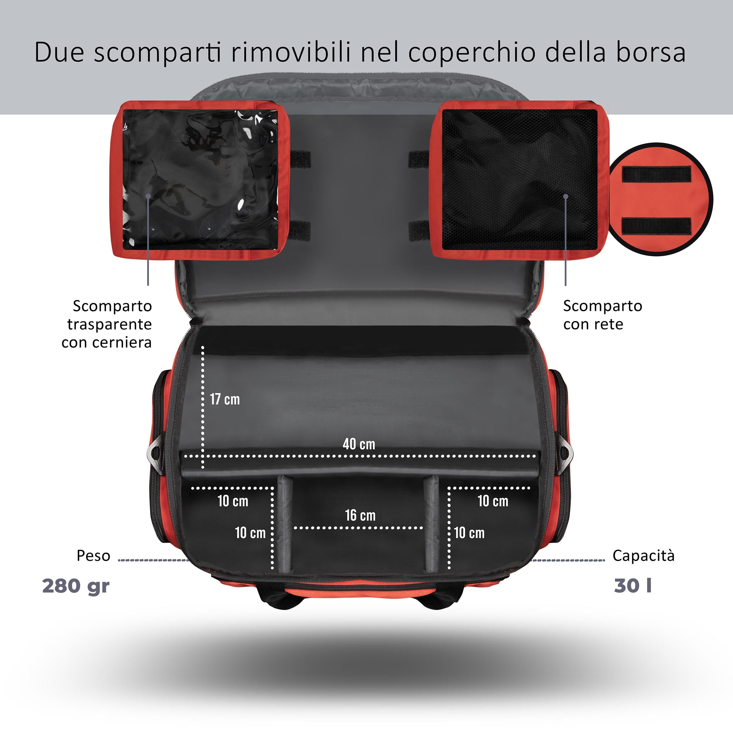 Pulox Borsa di Pronto Soccorso rossa senza contenuto/vuota - Sacca di emergenza medica professionale e grande per paramedici