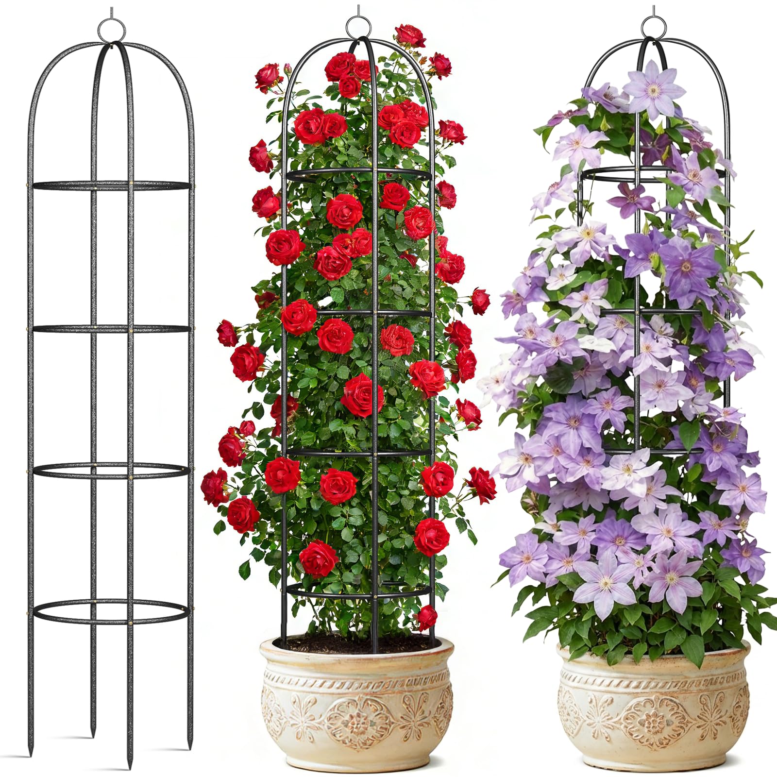 Photo 1 of ** sold as is no refund/return**
CL FUN Metal Trellis for Climbing Plants Outdoor, 2026 Upgrade 100% Metal with Powder Coating, Rose, Flowers, Grape, Pea, Cucumber Tomato Cage - 6.3 FT Freestanding Plant Support