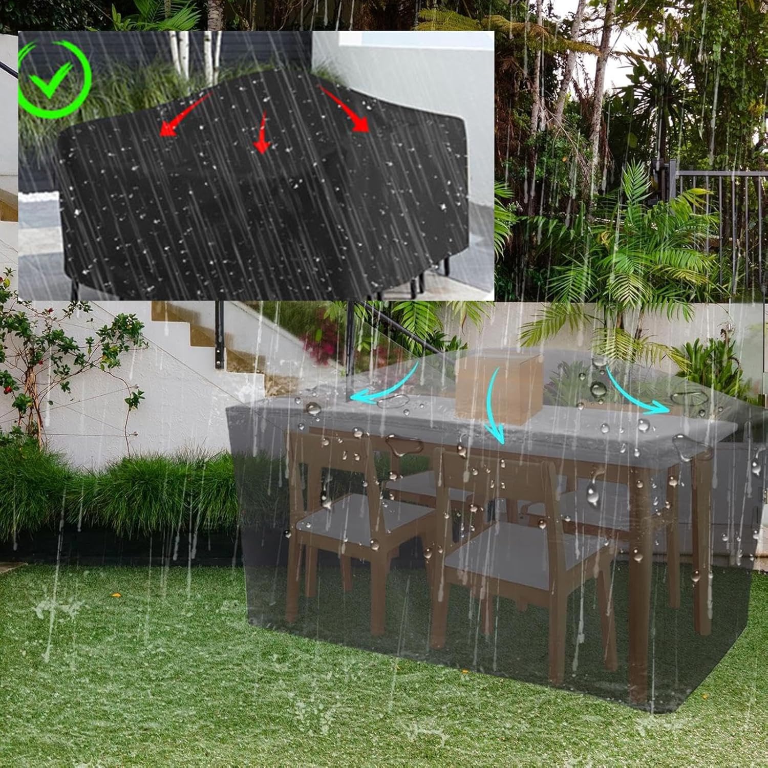 Patio Furniture Covers Waterproof 87" Lx71 Wx41 H/220x180x105cm Heavy Duty Outdoor Table Cover, Tall Bar Height Outside Table and Chairs Set Covers for Winter, Rainproof Fadeproof