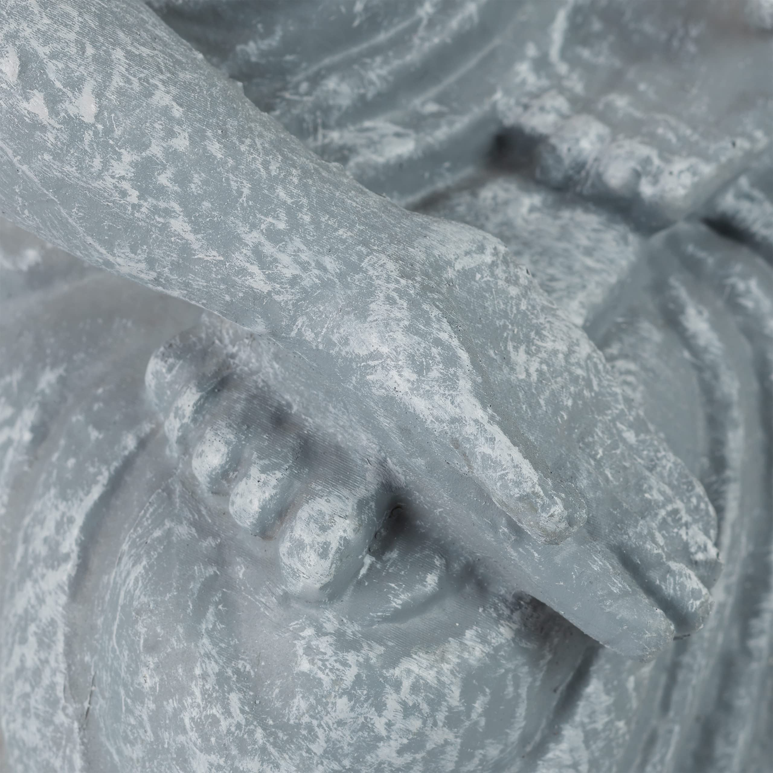 Relaxdays Estatua Buda Sentado, 30 cm, Figura Jardín, Salón, Polirresina, Resistente a Intemperie y Heladas, Gris Claro