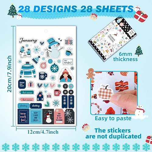 Miniatura 2 de Calcomanías para planificación, 28 hojas, 1345 calcomanías para decoración de calendario, planificación, álbumes de recortes, vacaciones, temporada