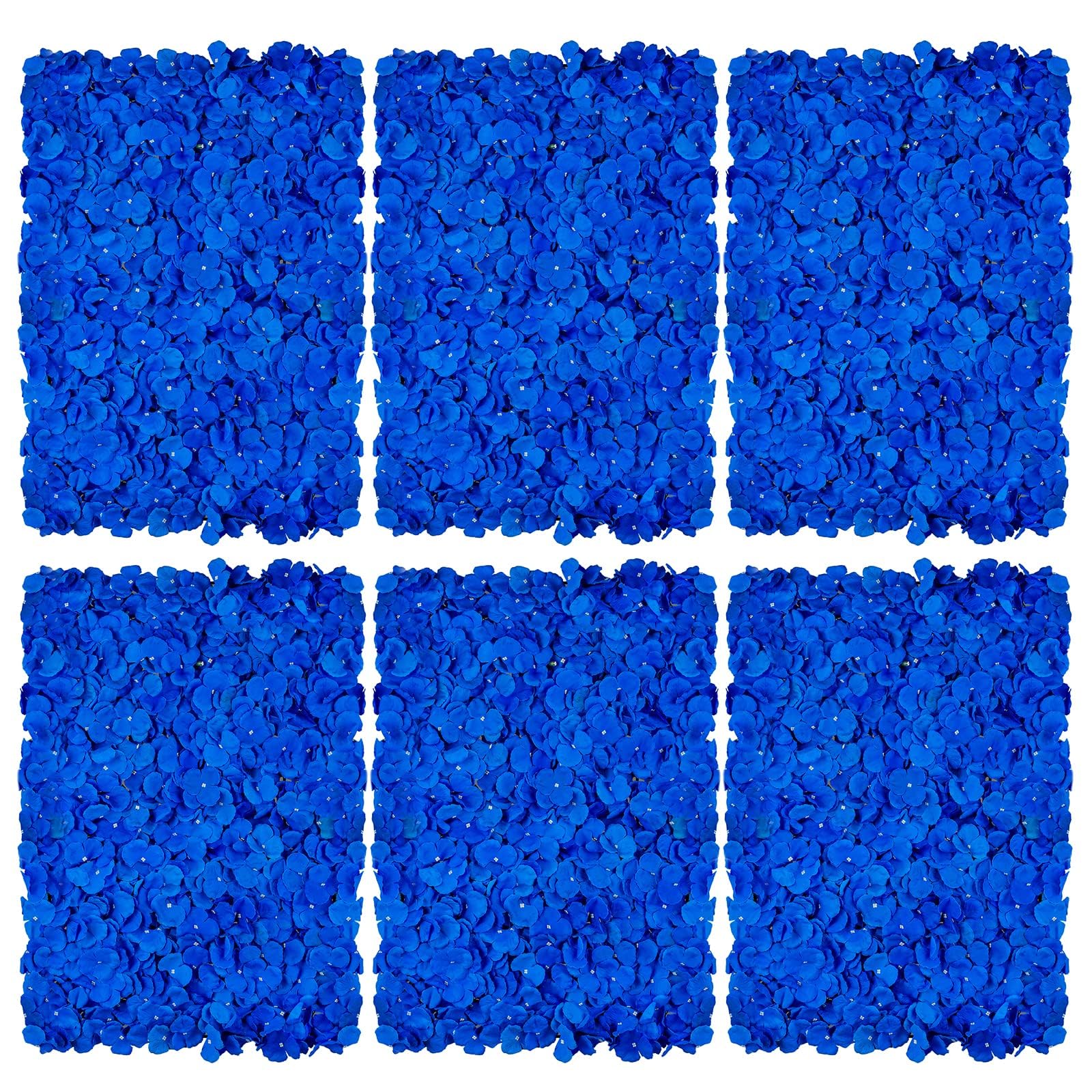BLOSMON Flower Wall Panel Backdrop Decor Royal Blue Artificial Floral Backdrop for Wedding Party Baby Bridal Shower, 6 Pcs Hanging Fake Hydrangea Wall Decoration Silk Faux Hydrangea Flower Backdrop