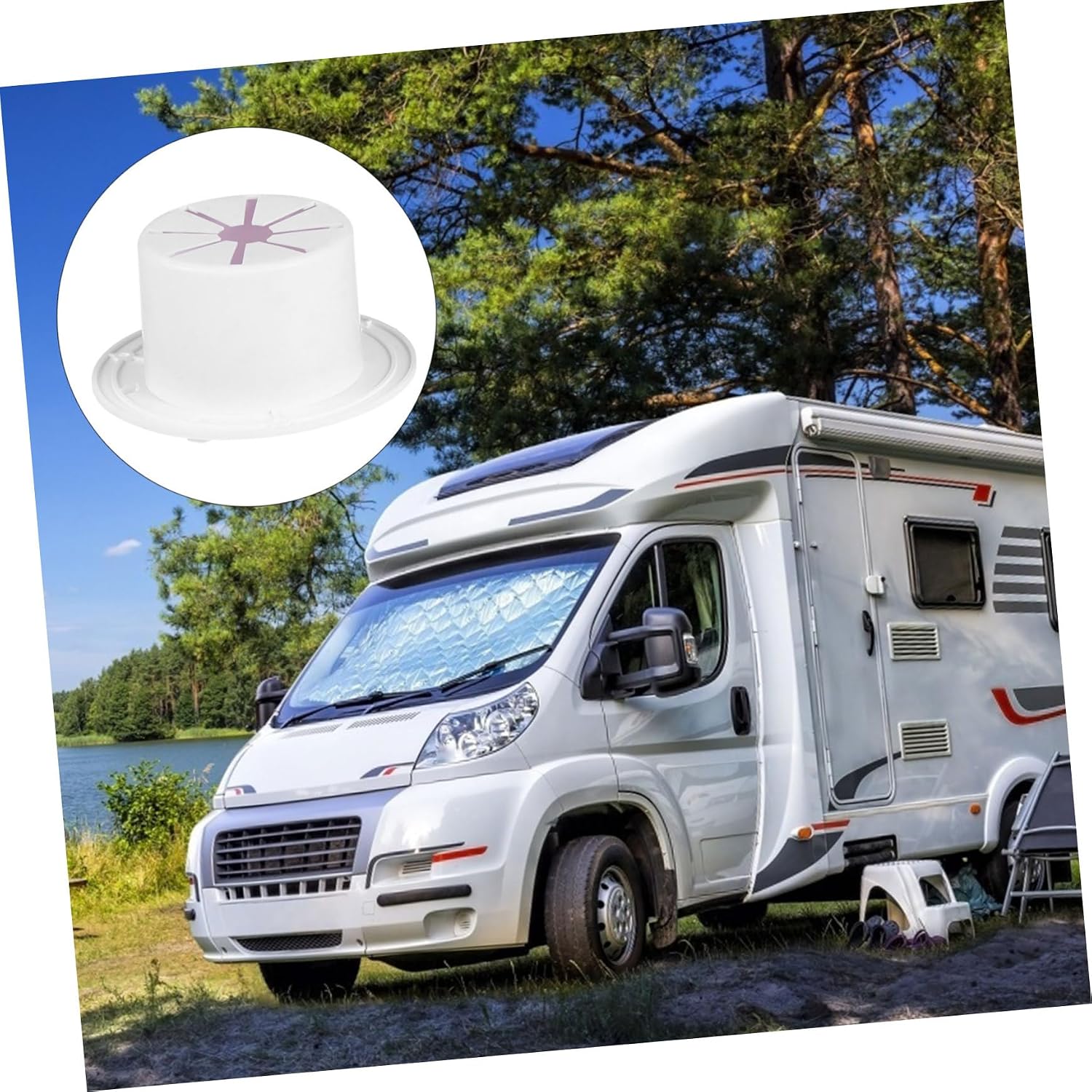 White Round Electric Cable Hatch with Back for Rv Power Cords UV Stabilized Electrical Junction Box Cover Chemical Resistant Cord Access Hatch for Camper and Trailer