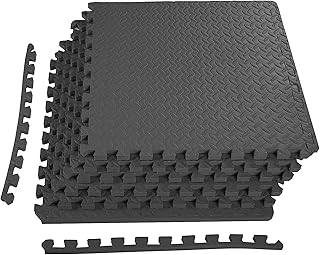 BalanceFrom 24x24 Inch EVA Interlocking Foam Exercise Tile Mat – Non-Slip Puzzle Flooring for Home Gym, Fitness Studio, or Playroom with Multiple Thickness, Coverage Sizes and Color Options