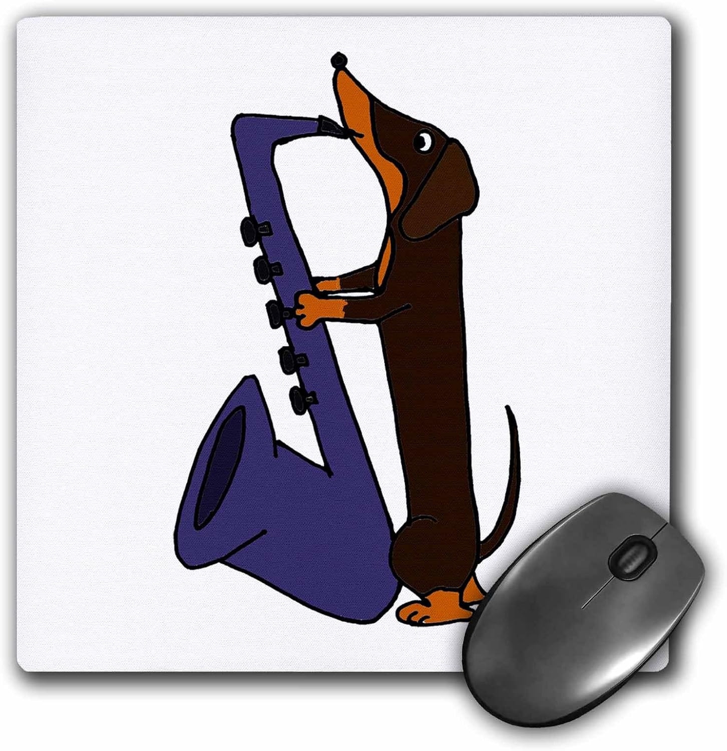3dRose Funny Dachshund Dog Playing Saxophone Mouse Pad (mp_196087_1)