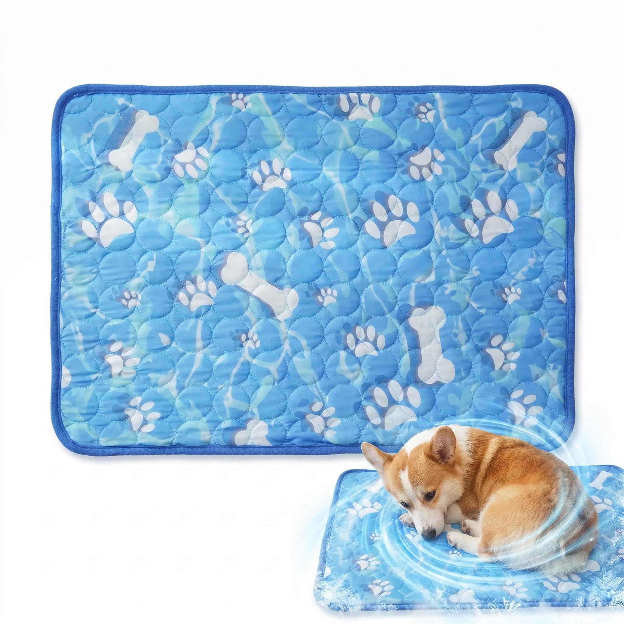 Mtbricey Dog Cooling Mat for Small Dogs Cats 70x55cm/27.6x21.7inches Self-Cooling Pet Cooling Pad Washable Ice Cooling Bed for Hot Summer Dog Cool Blanket for Crate Floor Sofa Car (B)