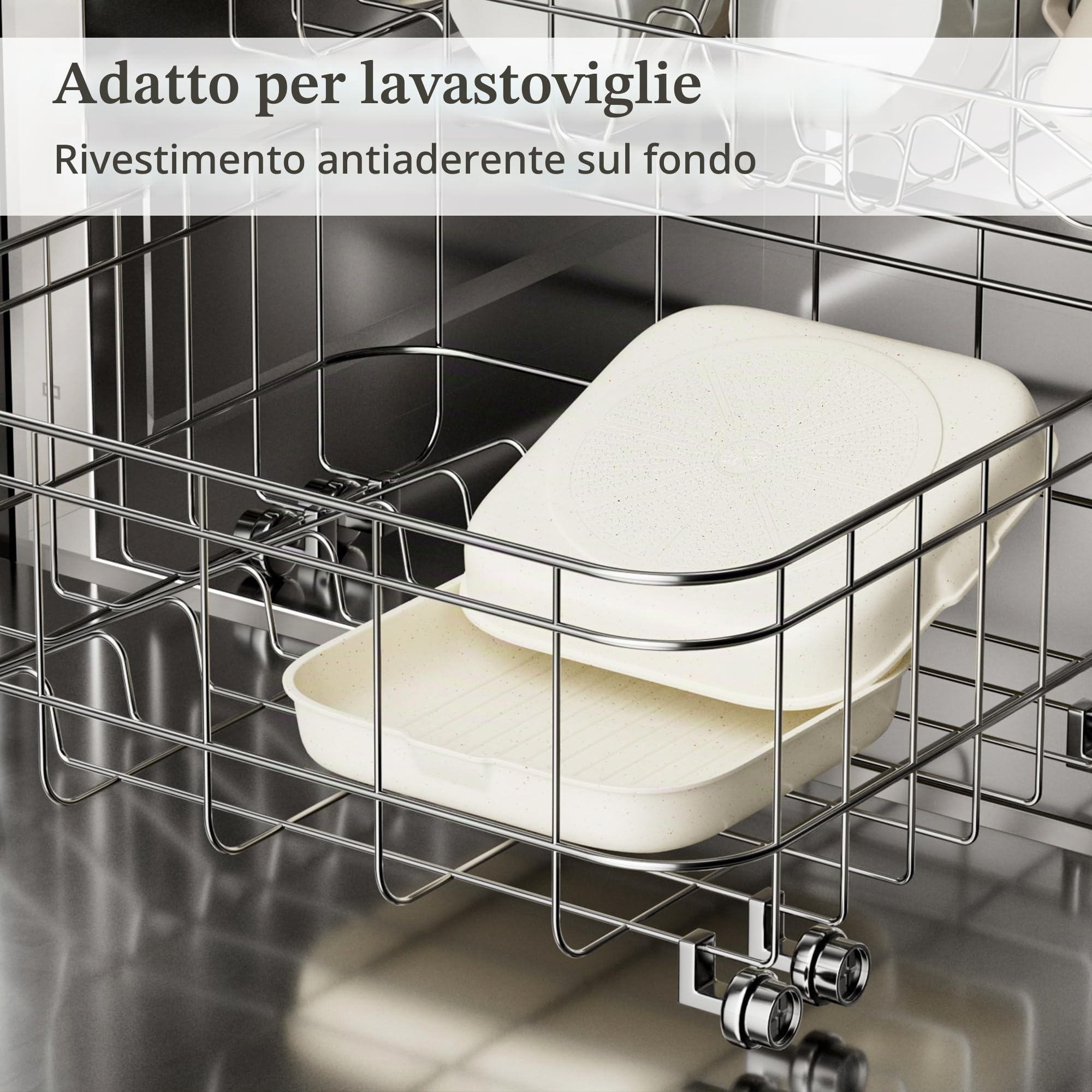 RIOVARM 28 cm Induzione Padelle grill con manici staccabili Antiaderente Padella per grigliare senza PFOA Padella per bistecche, per tutti i tipi di fornelli, Adatto per forno e lavastoviglie