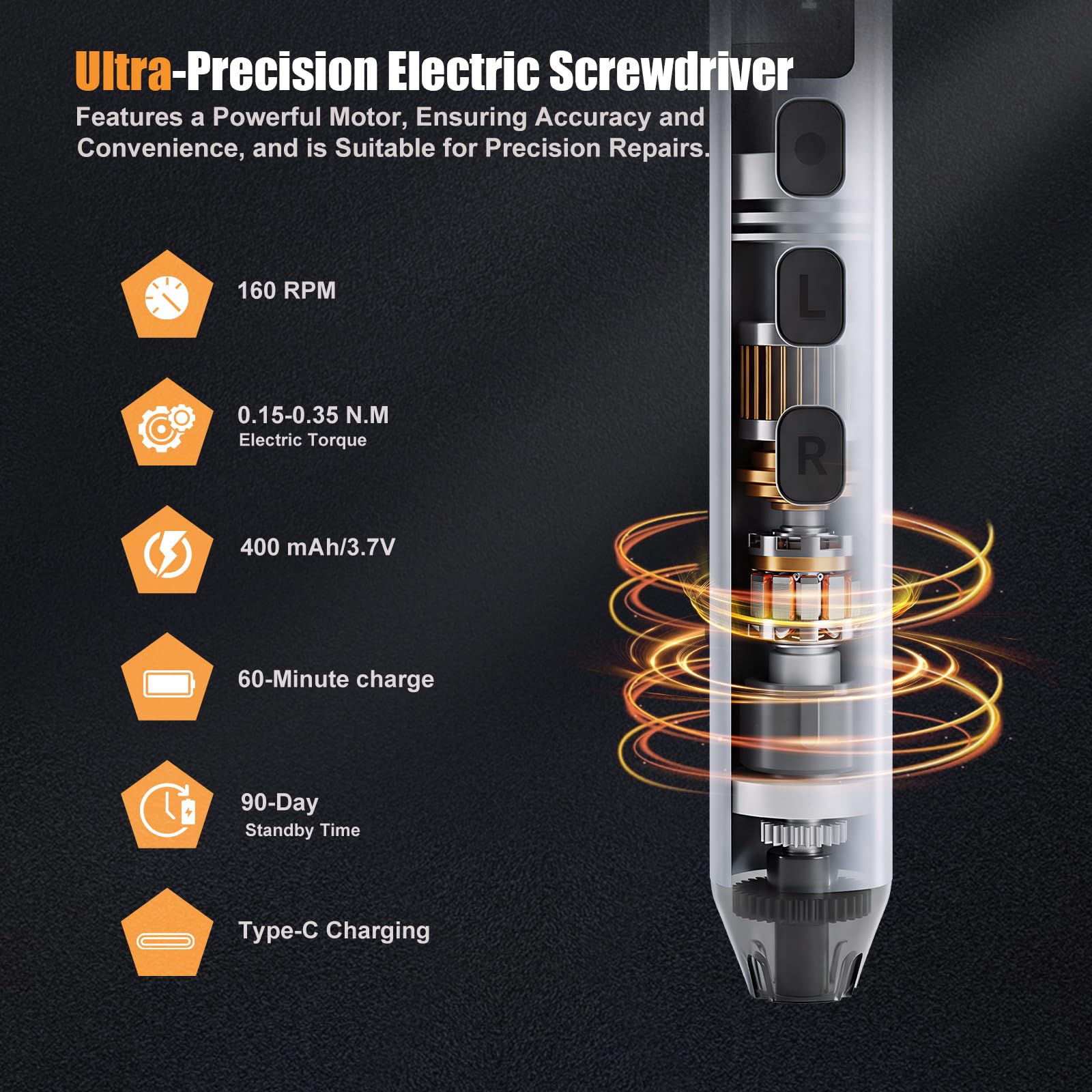 Juego de mini destornilladores eléctricos 83 en 1, destornillador de precisión inalámbrico con 72 brocas magnéticas, luz LED, 5 ajustes de torsión, herramienta de reparación para teléfono, laptop