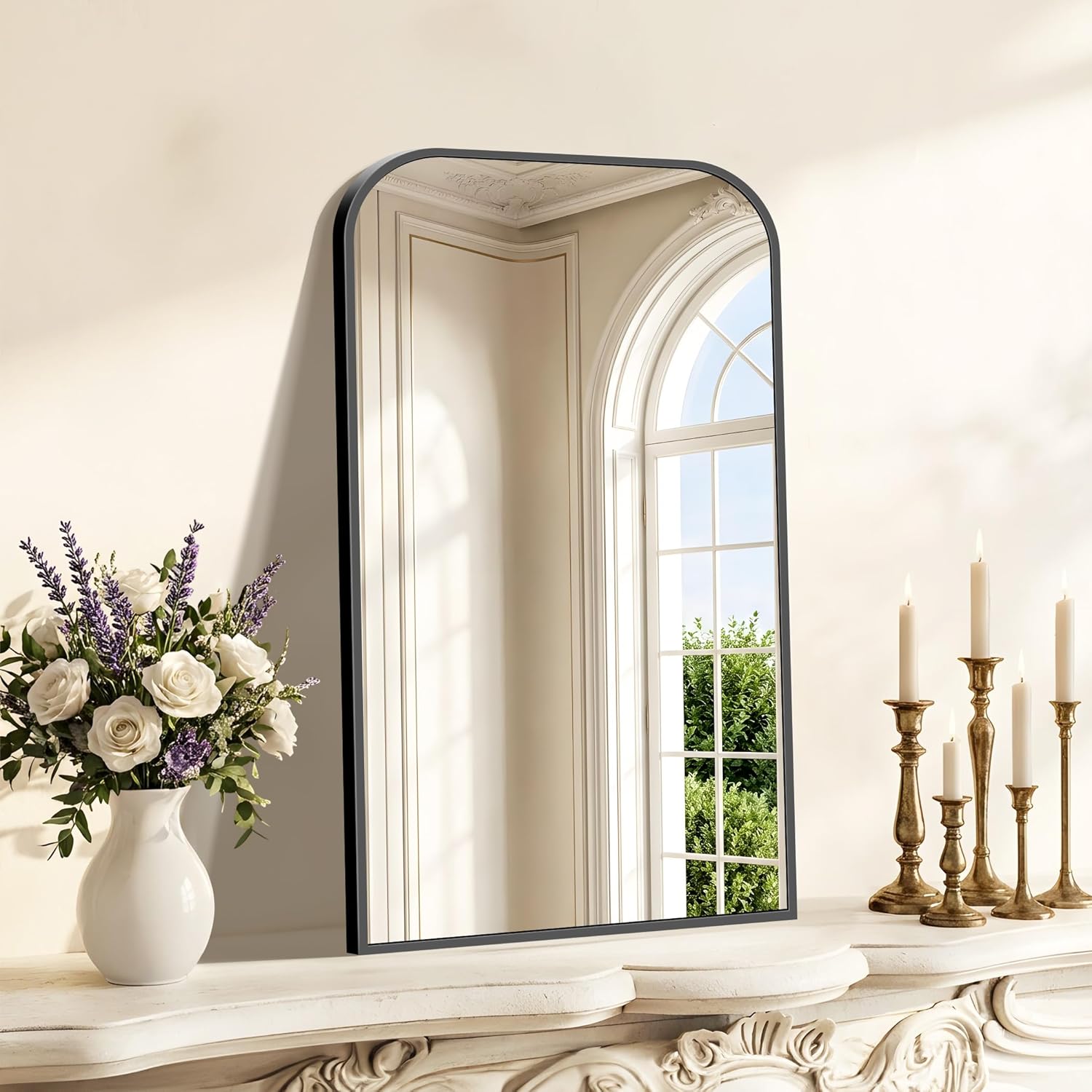 Bathroom Mirror, 18x30 inch Black Rectangle Wall Mounted Mirror with Thin Frame, Bathroom Vanity Mirrors for Over Sink, Entryway, Living Room, Bedroom