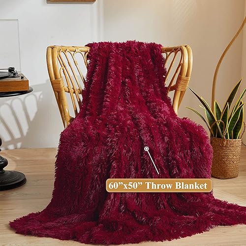 Vista 89 de XeGe Manta de felpa de piel sintética, cómoda manta mullida de 50 x 60 pulgadas, lujosa manta bohemia ligera para sofá, manta otoñal ultra suave