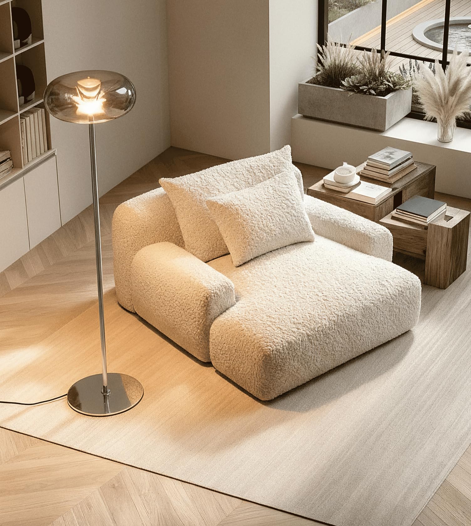 NEONA LUMIRA LED Stehleuchte Dimmbar im Pilzdesign, Retro Stehlampe mit Touch-Dimmer aus Glas und Metall, Warmweiß 2700K, 450 Lumen, Chrom (Chrom)
