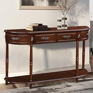 30+ Living Room TV Wall Ideas For A Designer-Look Makeover 74 HMFULE Retro Curved Console Table, 52