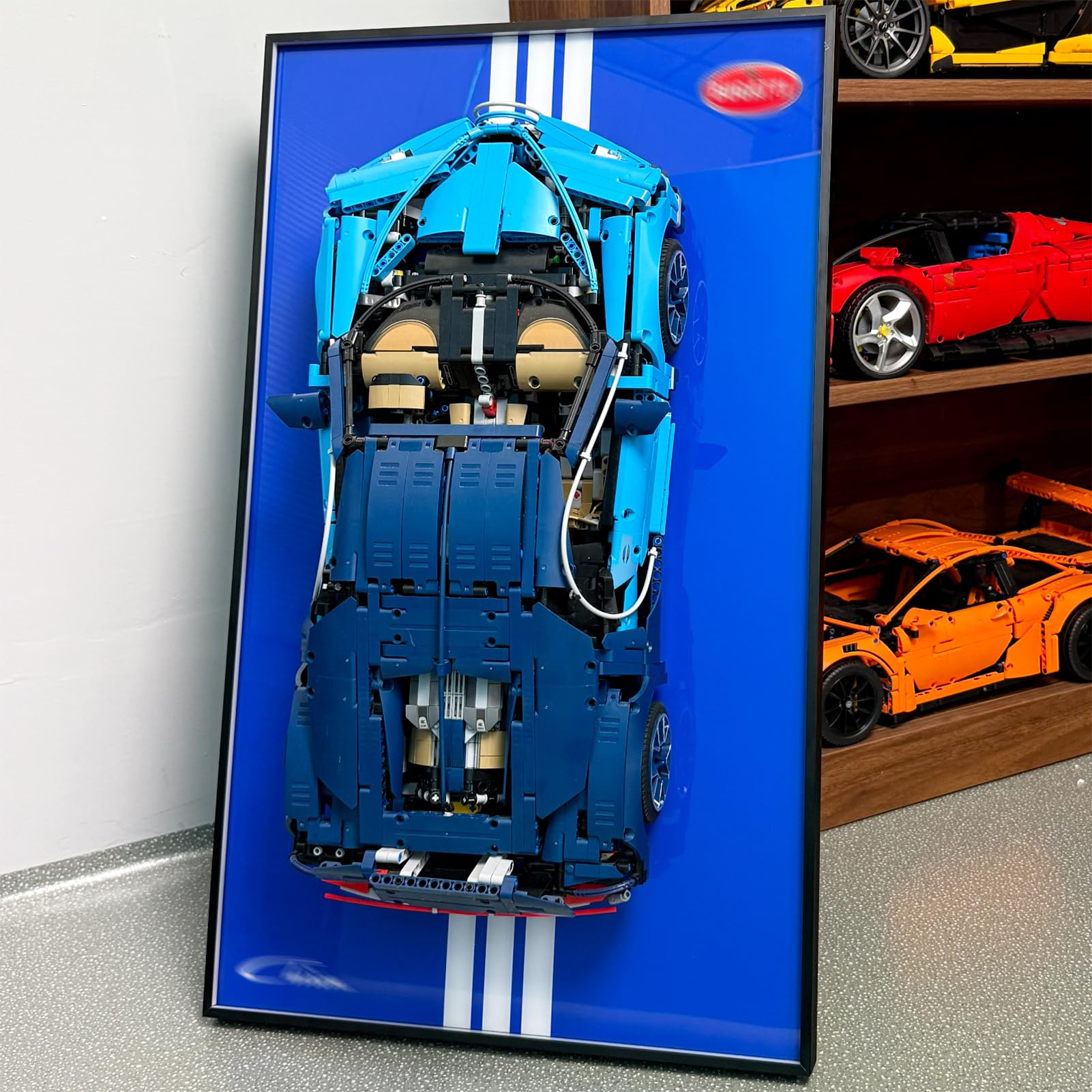 WETCEAOM Display Wallboard Compatible with Lego Technic Chiron 42083 Race Car Display, Wall Frame Compatible with Lego Car Wall Mount Display Lover,
