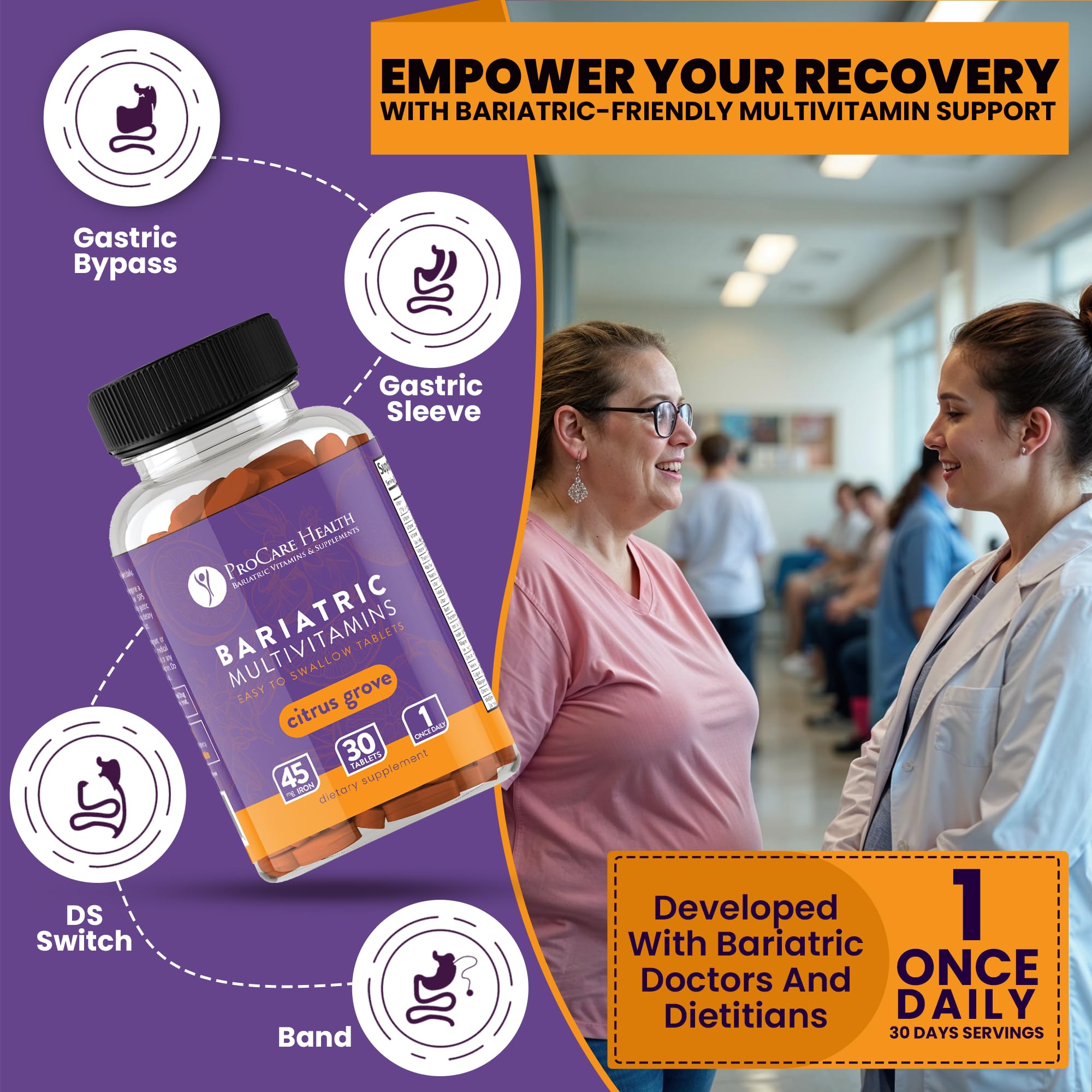 ProCare Health Easy-45 Bariatric Multivitamin | Citrus Grove Tablets | 30ct — Amazon image 2