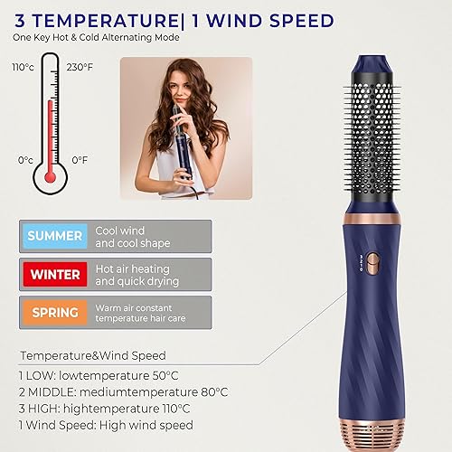 Miniatura 3 de Secador de pelo de oro azul Secador de cepillo Secador de soplado 6 en 1