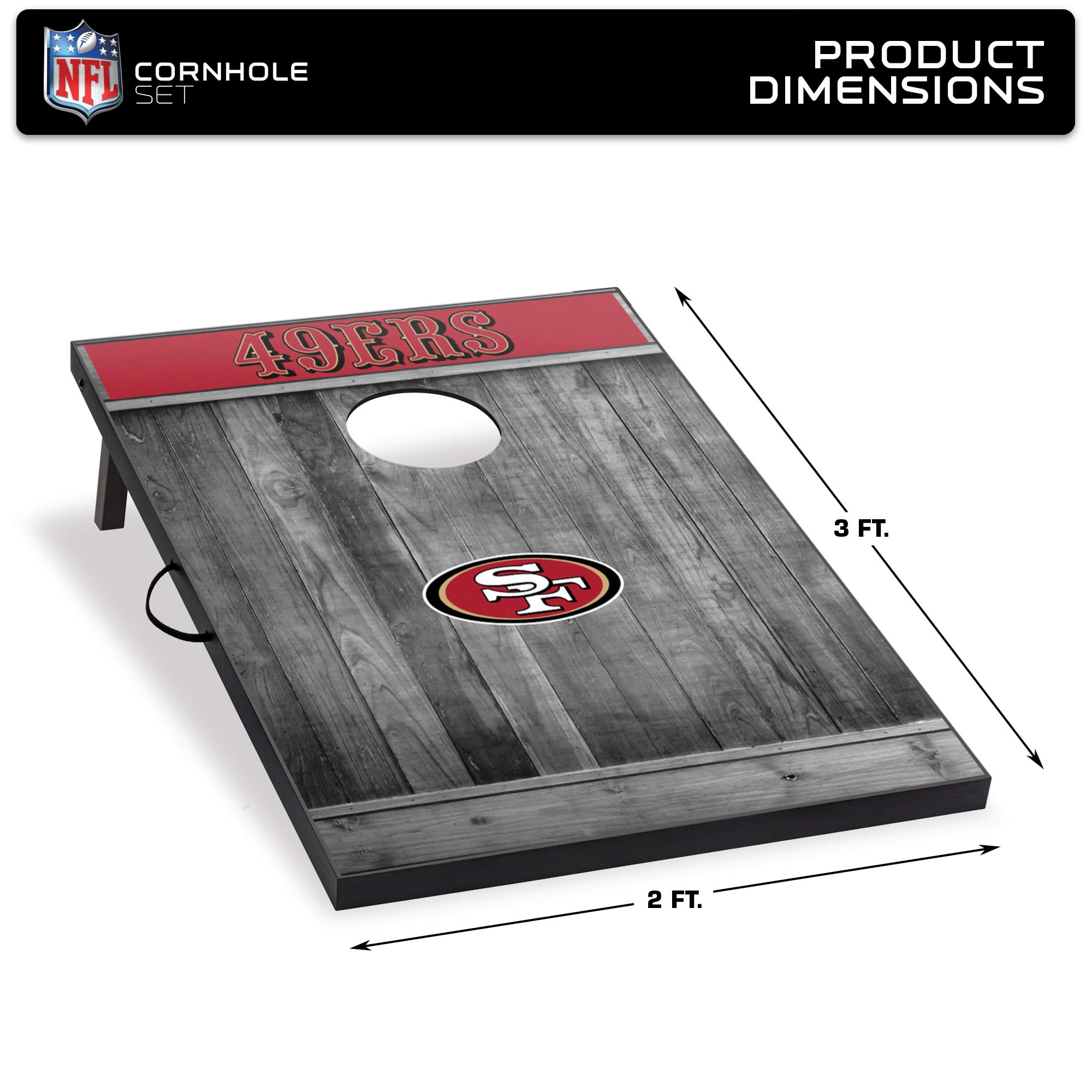 Wild Sports 2'x3' MDF Wood NFL San Francisco 49ers Cornhole Set - Grey Wood Design