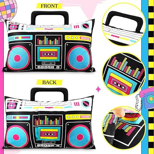 Miniatura 3 de 2 fundas de almohada de casete de audio retro, reproductor de discos de música, 20 x 30 pulgadas, bajo ruido, cinta de plástico de los años 80 para