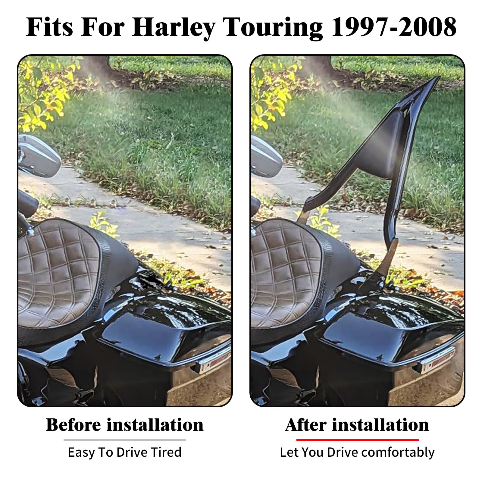 AUFER Detachable Backrest Sissy Bar Upright Passenger Backrest W/Pad Compatible For Touring Road King Street Glide Electra Glide Road Glide FLHR FLHX - View #2