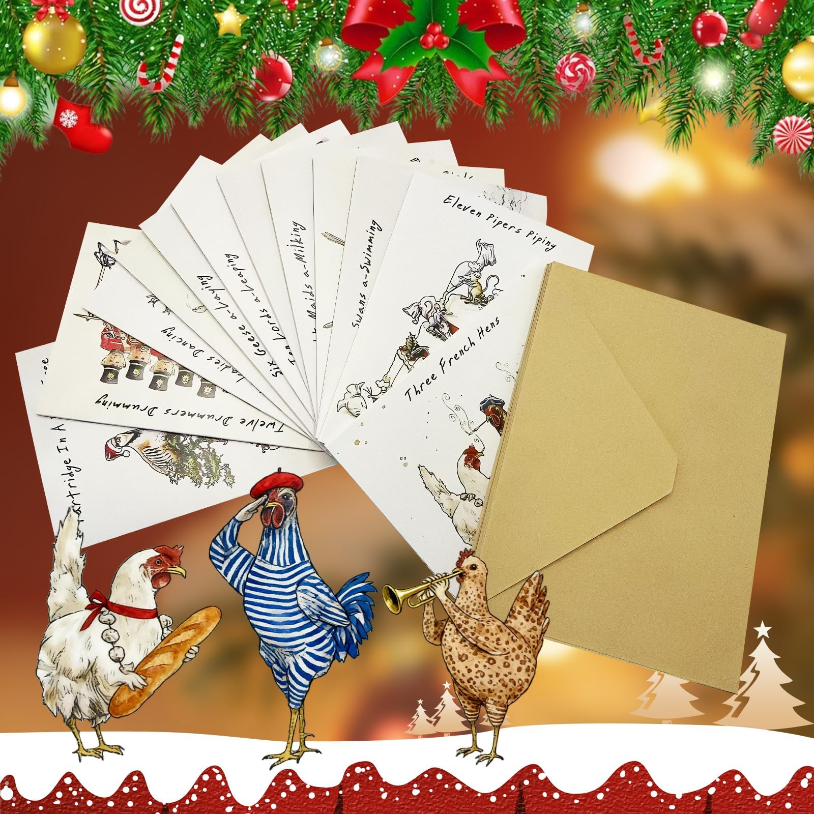 Twelve Days Of Valentines Card Set, 12 Pack Funny Valentines Cards with Envelopes, Valentine's Day Cards 2026 Greeting Cards, Quirky Valentines Card Packs for Friends and Family, Happy Holidays