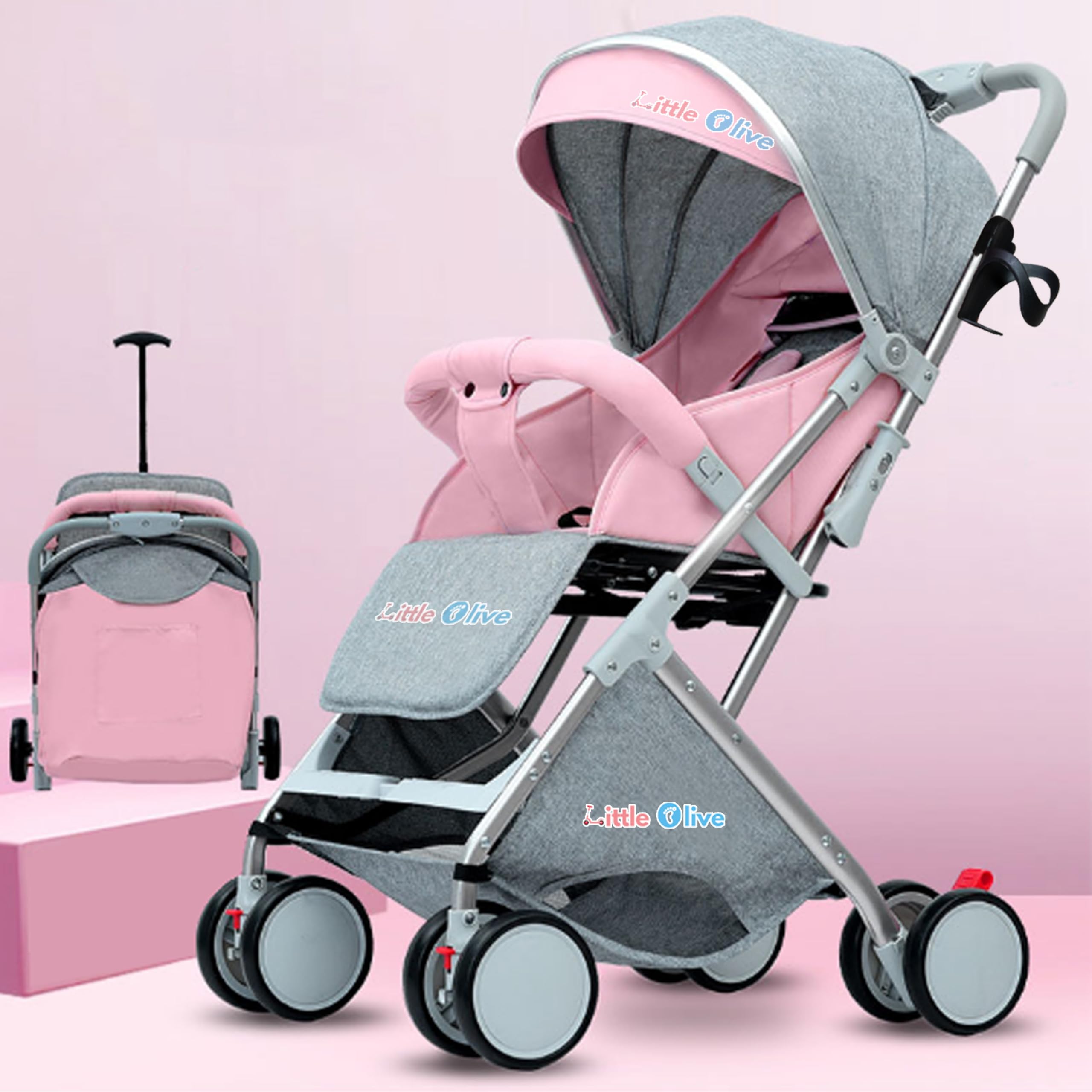 Little Olive Babyjoy Stroller - Pink-image-7