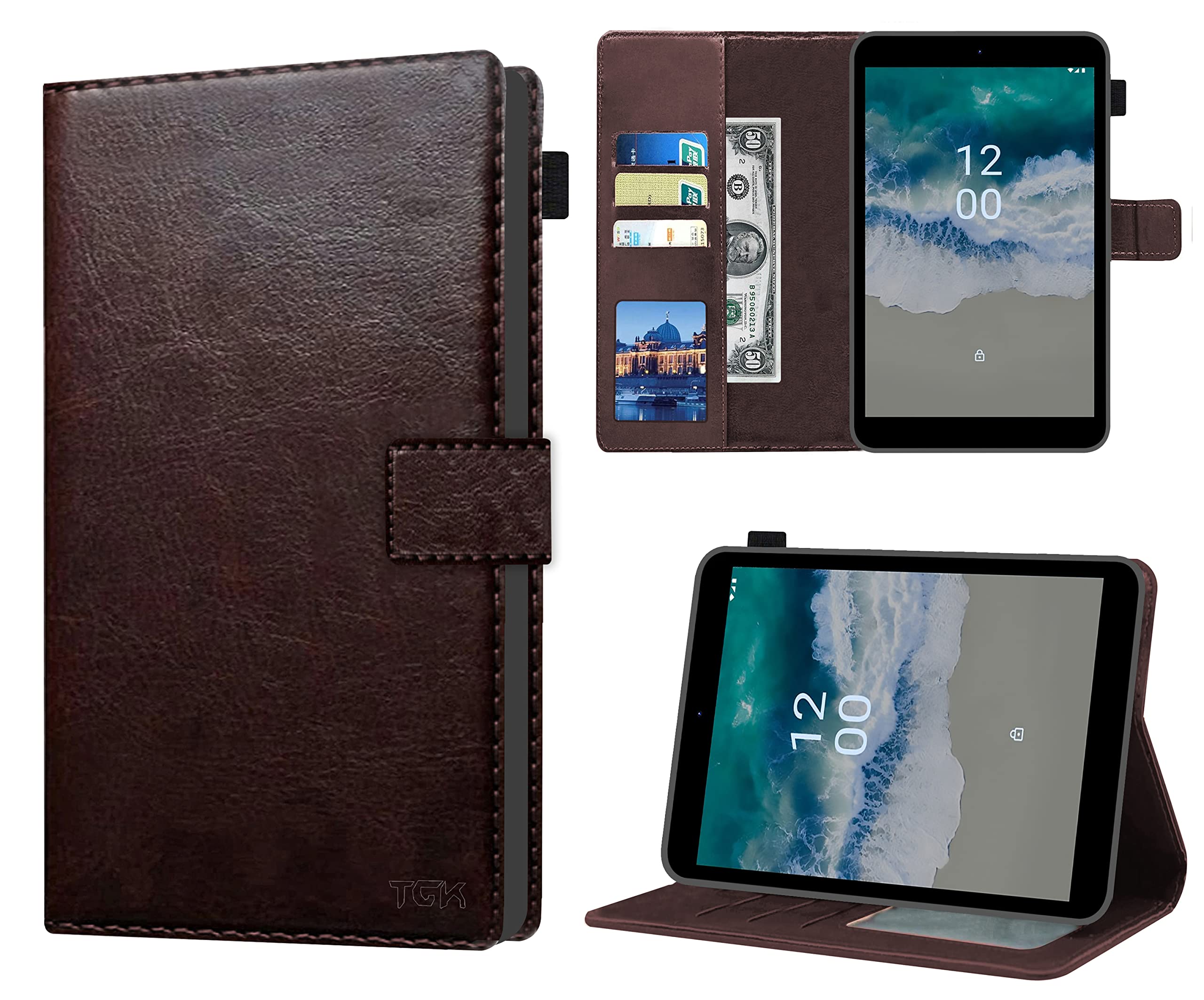 TGK Multi Protective Wallet Leather Flip Stand Case Cover for Nokia Tab T10 8 inch Tablet, Chocolate Brown (B0BJDCL3X6) Amazon Price History, Amazon Price Tracker