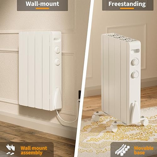 Miniatura 7 de Calentador de pared de panel eléctrico de 800 W, calentador de espacio de convección inteligente enchufable para uso en interiores, diseño