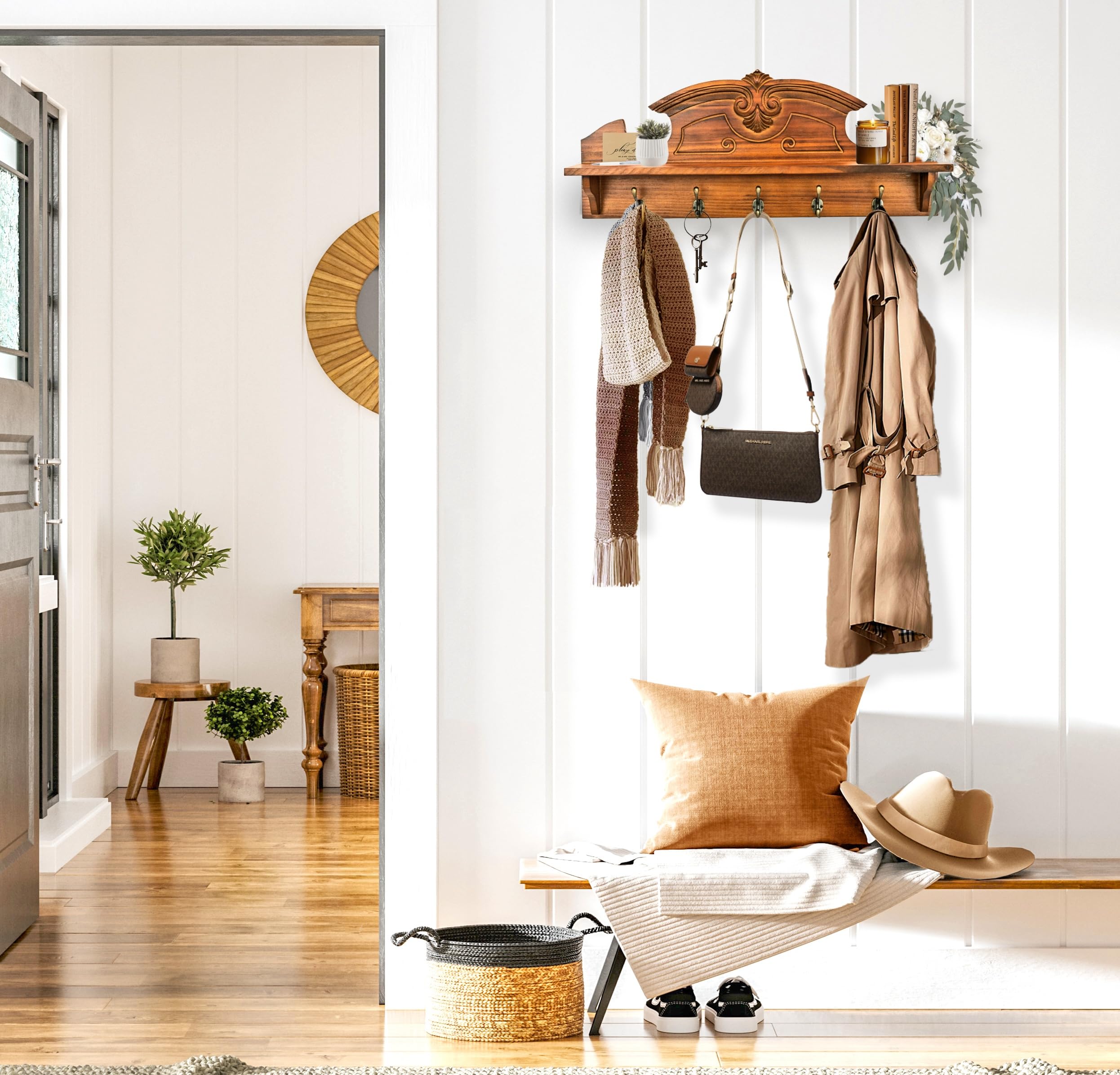 Wall Shelves For Bedroom GEMAPOCO Coat Rack Wall Wall