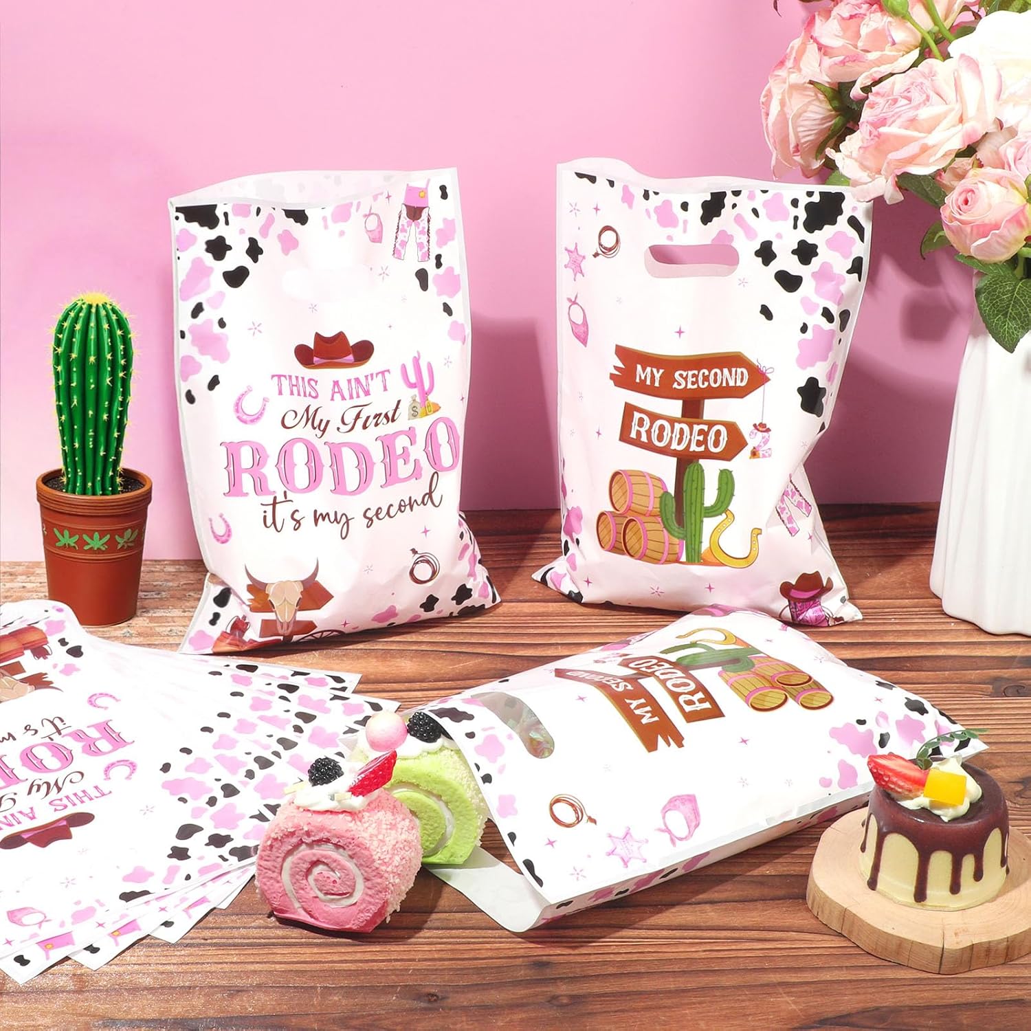 50 PCS This Ain't My First Rodeo It's My Second Party Favor Bags Cowgirl 2nd Birthday Gift Goodie Bags Pink Western Treat Candy Bags for Girls Two-Year-Old Birthday Rodeo Theme Baby Shower Table Decor thumbnail