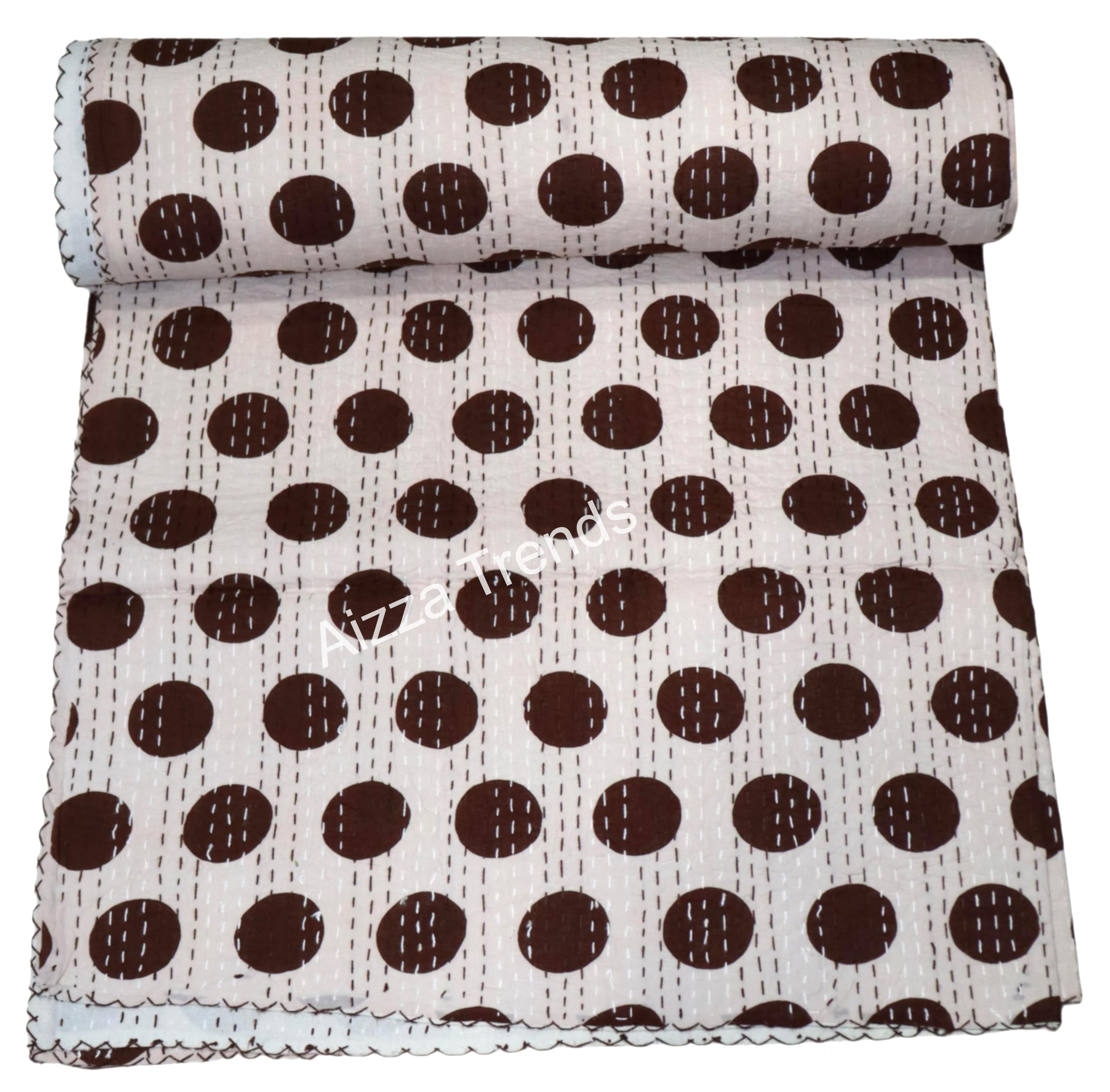 Coutures à la main vintage Gudri courtepointe Kantha pur coton plaid de lit lot de 2 Inde