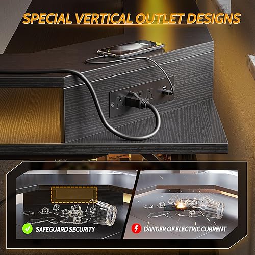 Miniatura 5 de CubiCubi Escritorio en forma de L, escritorio de esquina de 55.1 pulgadas para computadora con estantes de almacenamiento, escritorio de oficina en