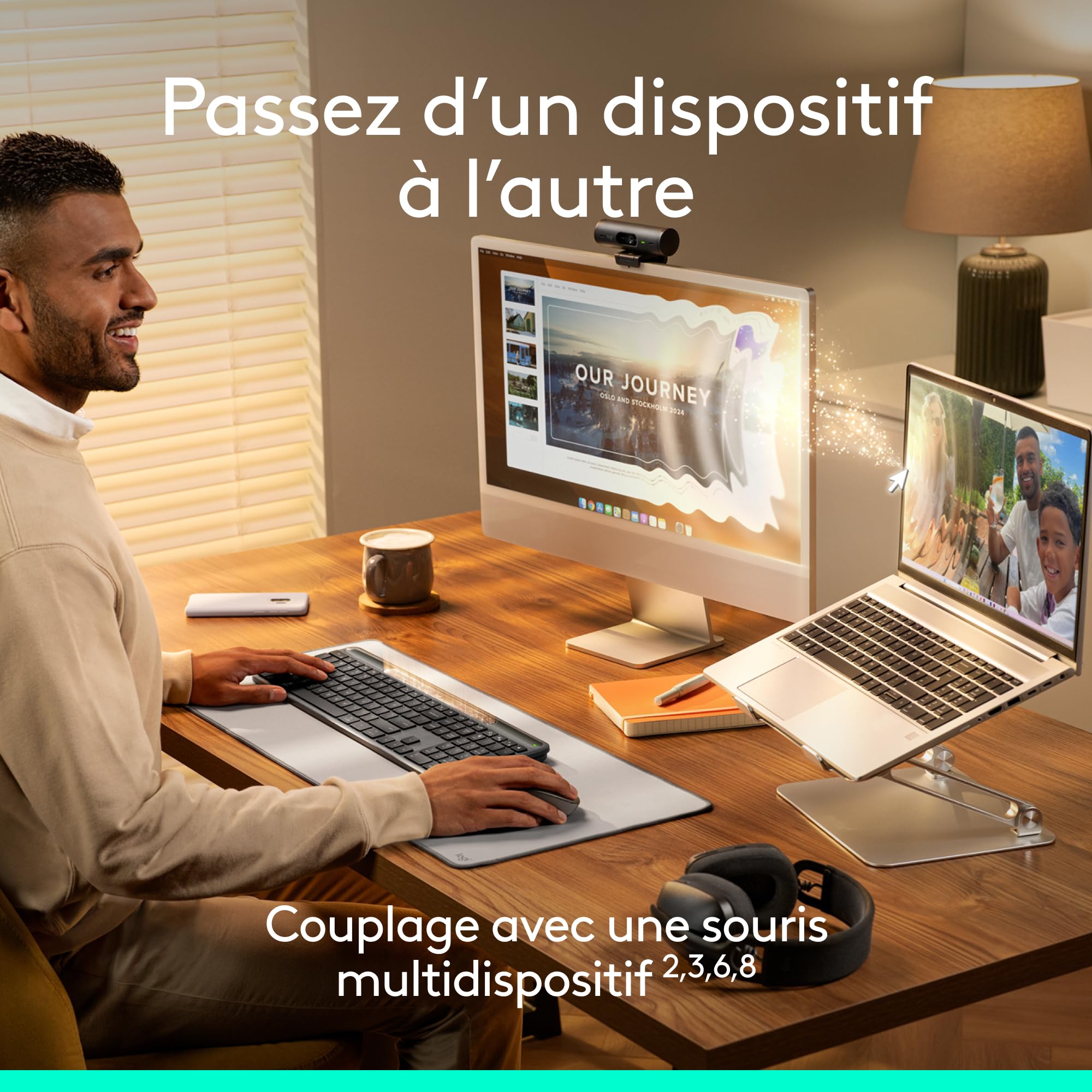Logitech Signature Slim Solar+, Clavier sans Fil alimenté par la lumière Solaire et Artificielle, Batterie Durable Jusqu’à 10 Ans, Touches Personnalisables, Bluetooth, Français AZERTY - Graphite