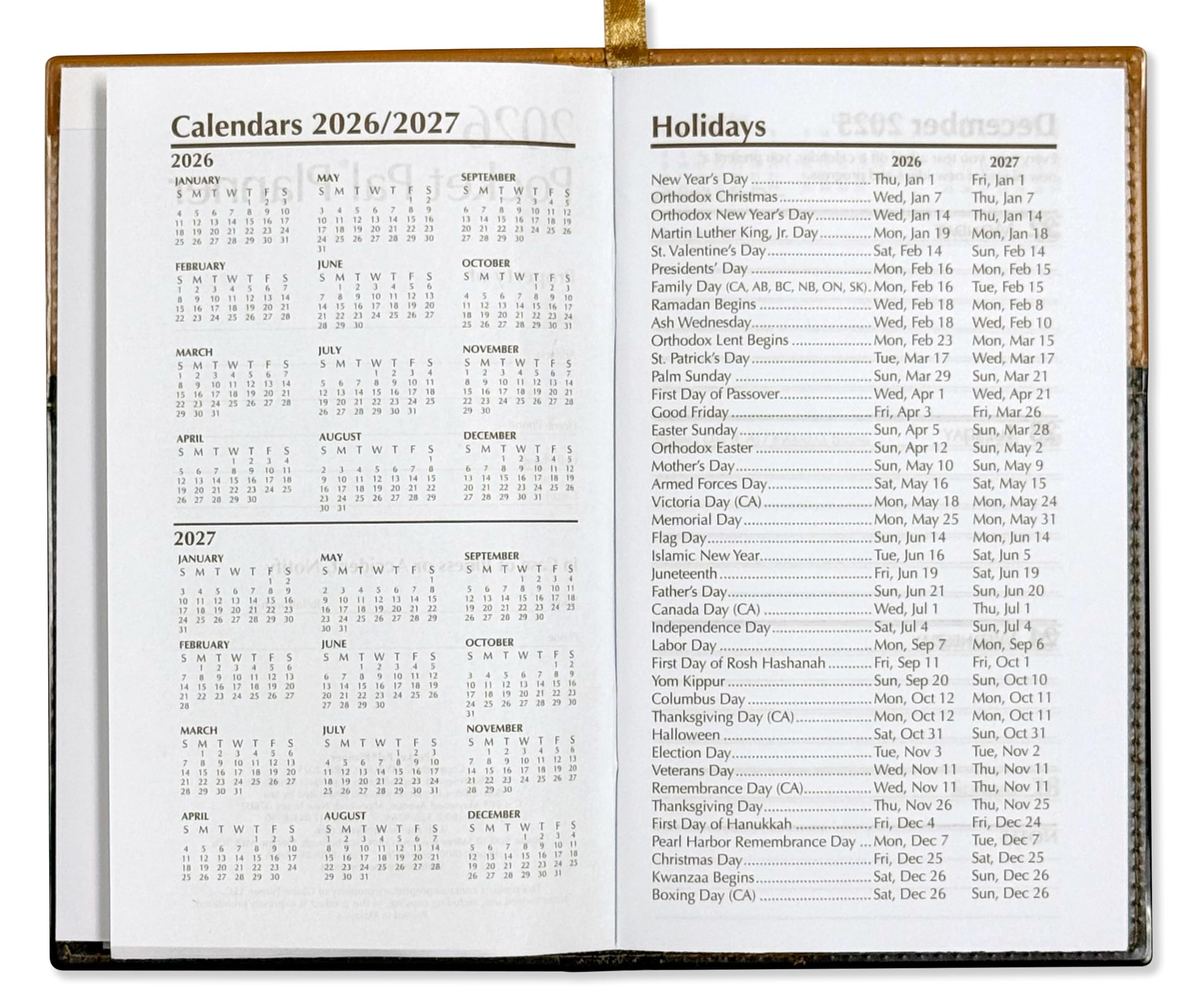 BookFactory Calendario semanal de bolsillo 2026, calendario semanal 2026, agenda 2026, organizador con bloc de notas (CAL-2026-bolsillo (organizador))