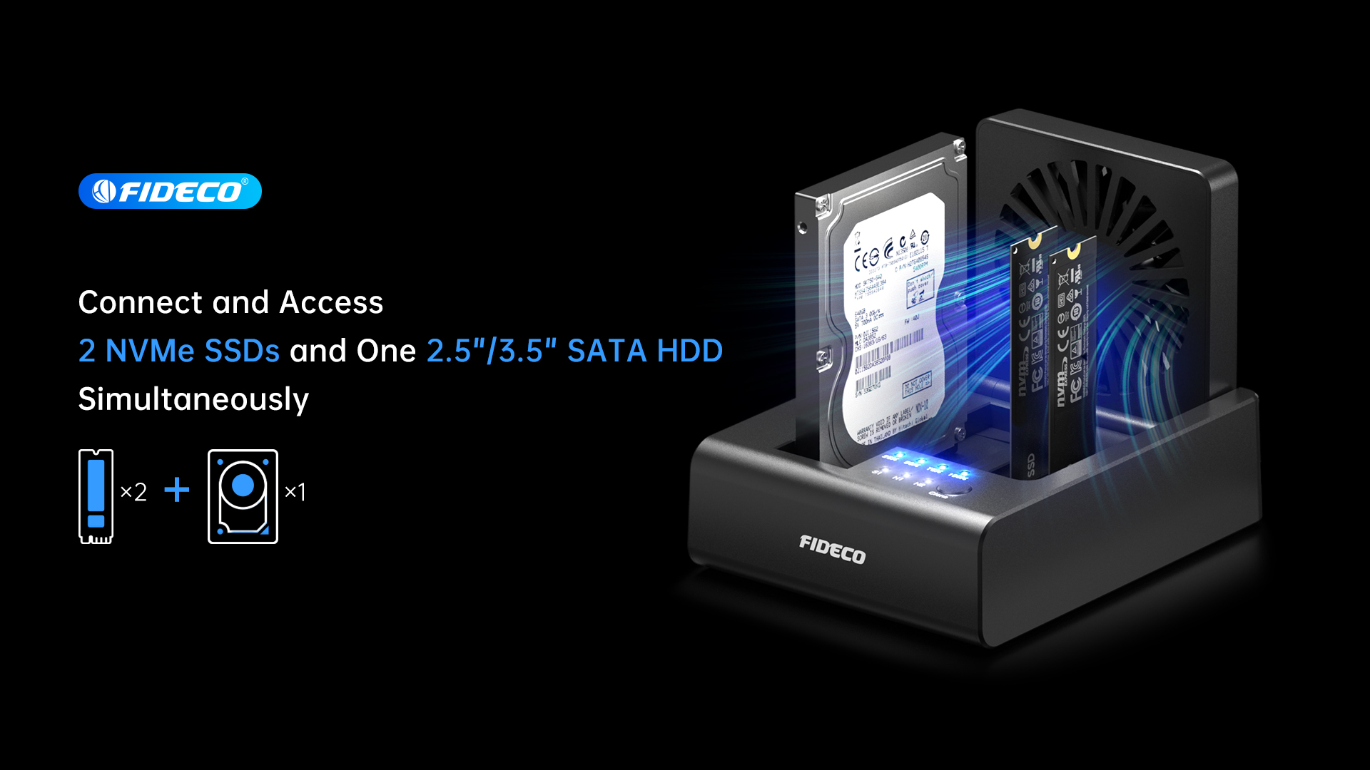 Amazon.com: FIDECO M.2 NVMe SSD Cloner and Duplicator, 3-Bay Hard