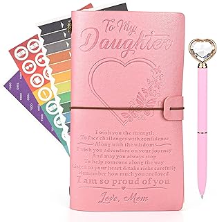 SIMDAO To My Daughter Gifts, Pu Leather Journal Notebook, 148Pages Travel Diary with Stickers, Pen and Clear Pocket,Christmas, Anniversary, Graduation, Birthday Gift for Girls from Mum