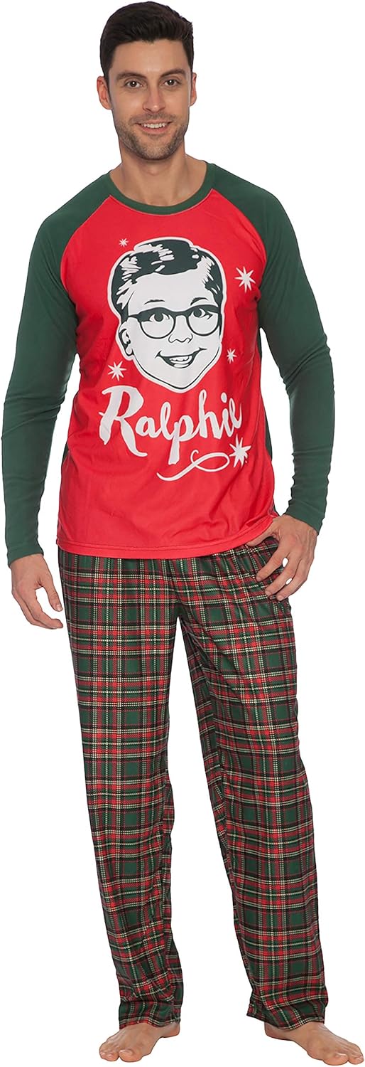 A Christmas Story Pajamas Men's Ralphie Plaid Long Sleeve Top and Pant 2 Piece Sleepwear Set - Image 2
