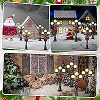 Vista 5 de Baquler 12 piezas de accesorios de aldea de Navidad – Mini modelos de luz de calle, miniaturas, lámpara en miniatura, linterna de camino, poste