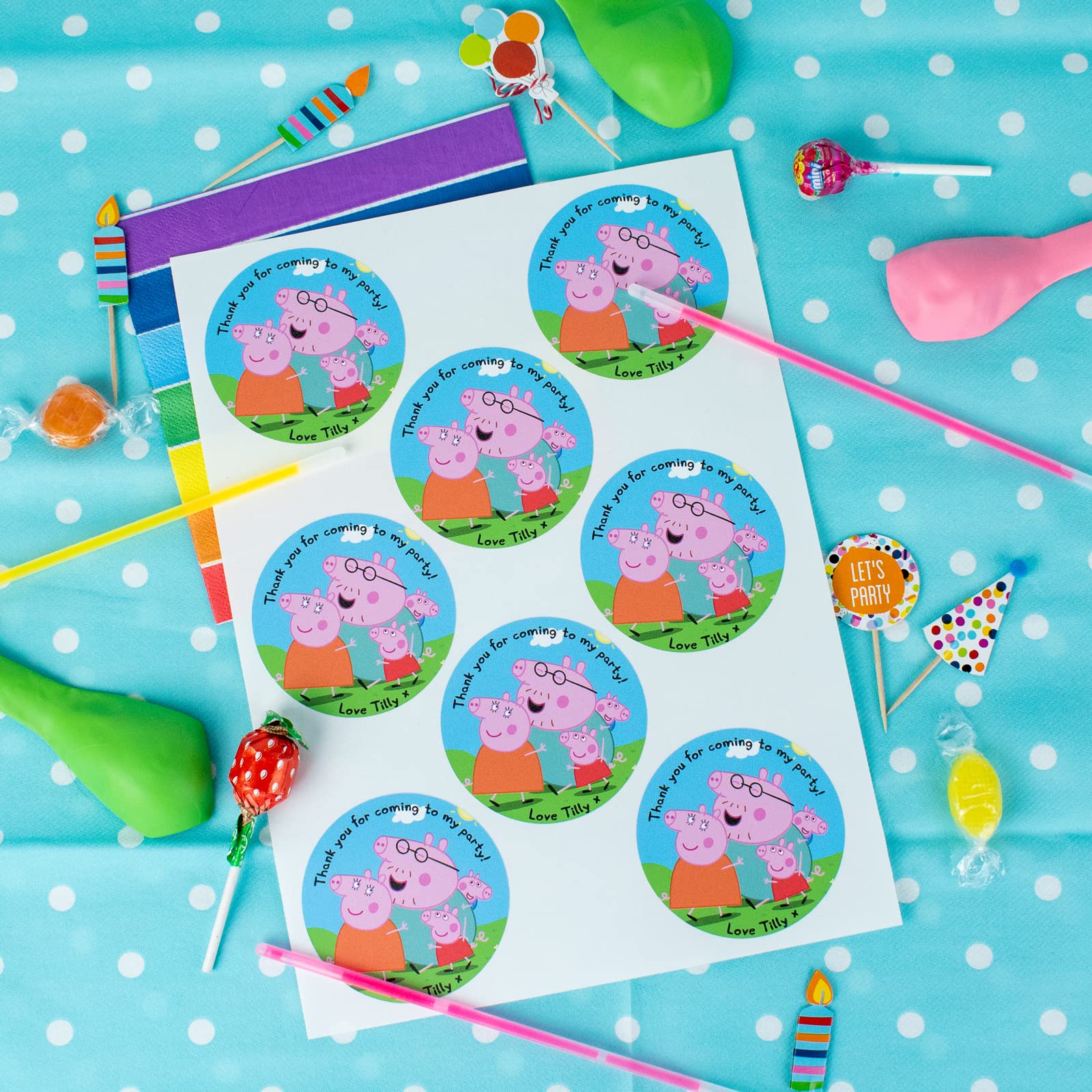 Stickerscape Personalised Family Labels Peppa Pig | Official Peppa Pig Labels For Party Bags, Favours And More!