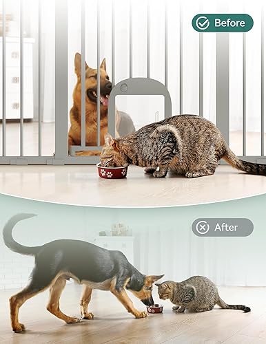 Miniatura 60 de Babelio Puerta para bebé con puerta ajustable para gatos, cierre automático de 29-43 pulgadas, puerta duradera para mascotas para escaleras, puertas