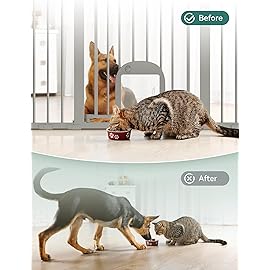 Babelio 29-48 Extra Wide Baby Gate with Adjustable Cat Door,Easy Install Pressure/Hardware Mounted,Auto Close Pet door for Stairs,House,Doorways,Effortless Walk Thru,Gray