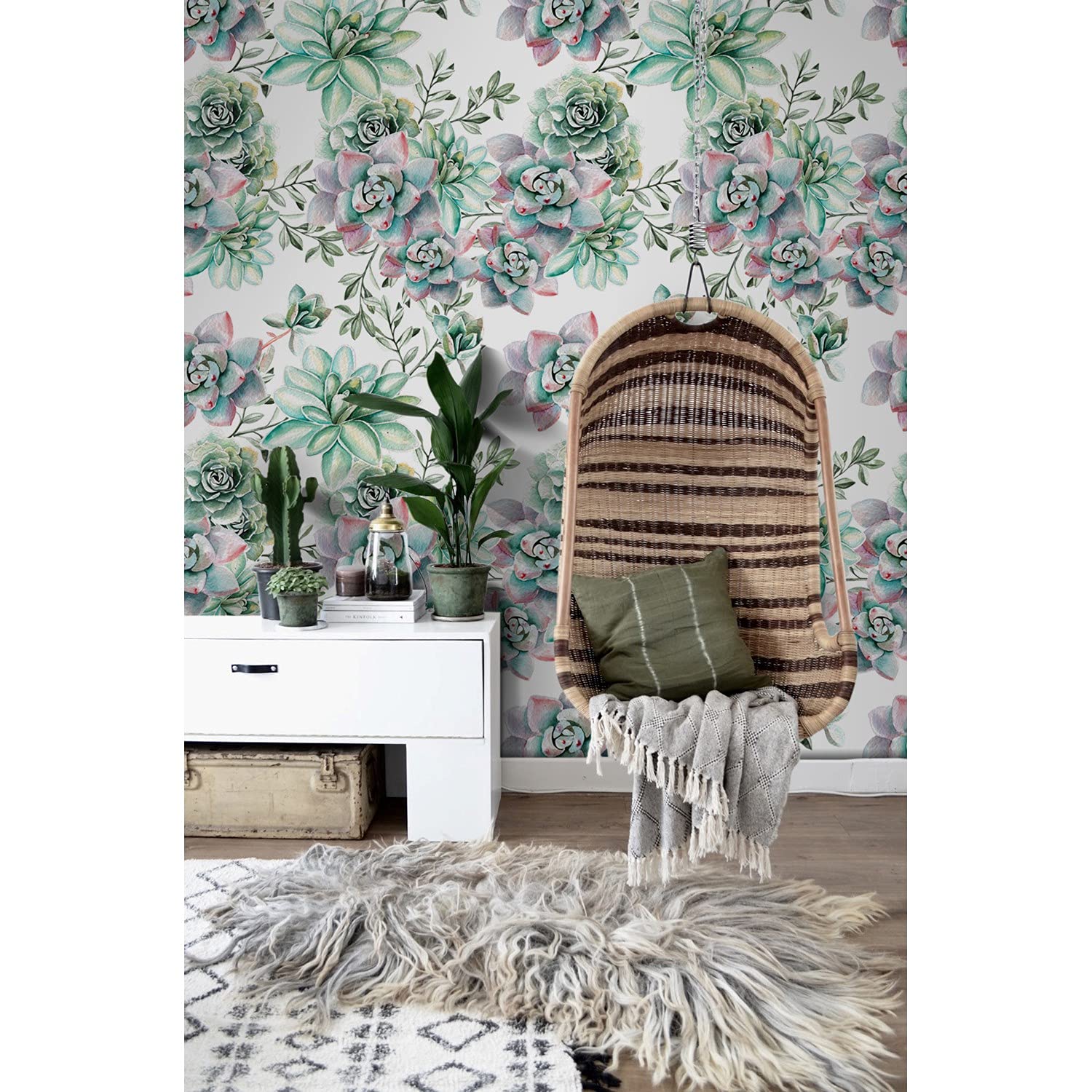 Fotomurale suculento floral entretela 360x250 cm decorativo de pared