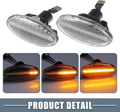 Miniatura 4 de Luz LED de señal de giro de flujo secuencial GJ6A-51-120E para Mazda 3 2004-2009 lente transparente de plástico ámbar luz (juego de 2)