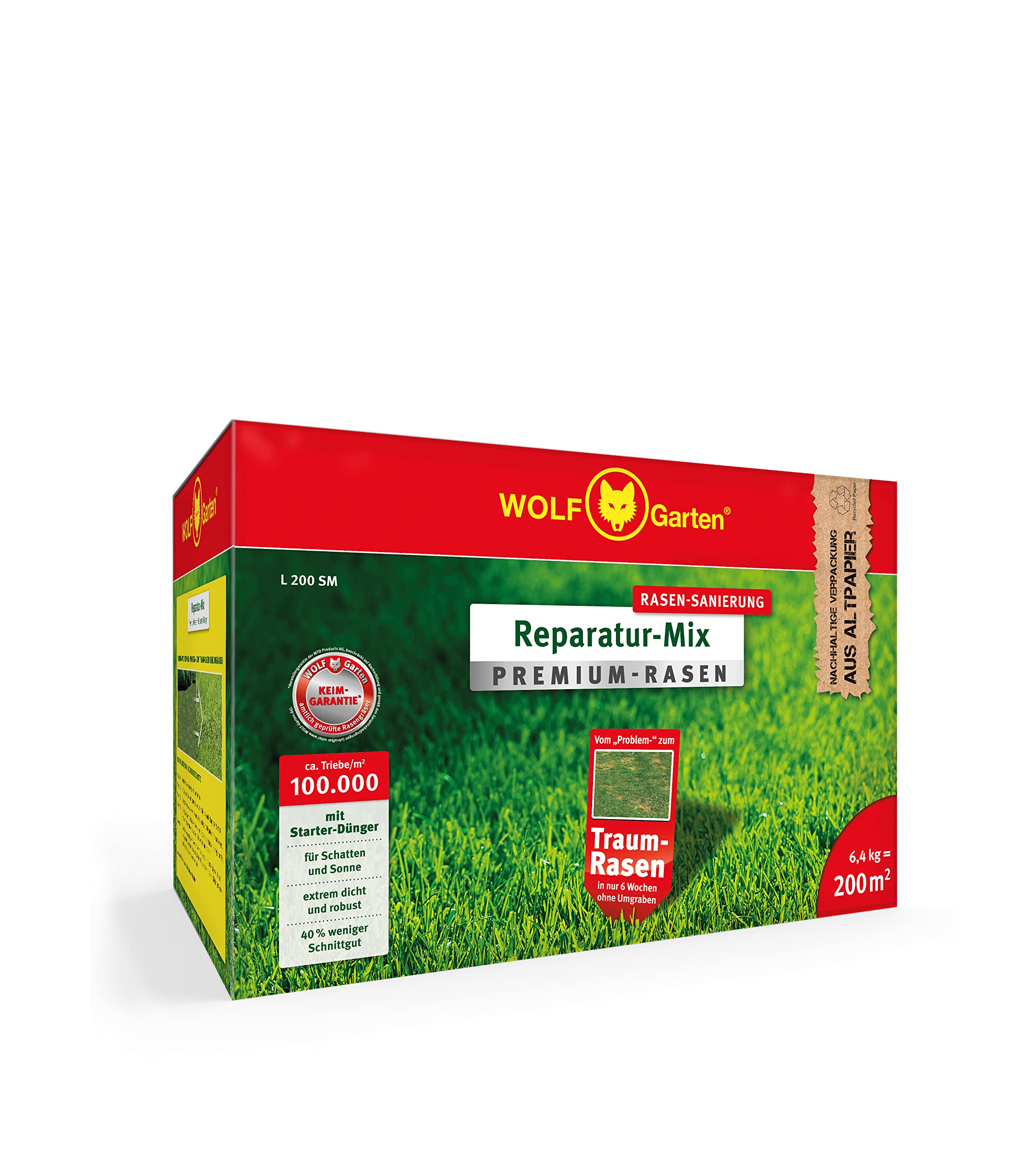 Premium-Rasen mit Starter-Dünger L 200 SM | für 20 0m²