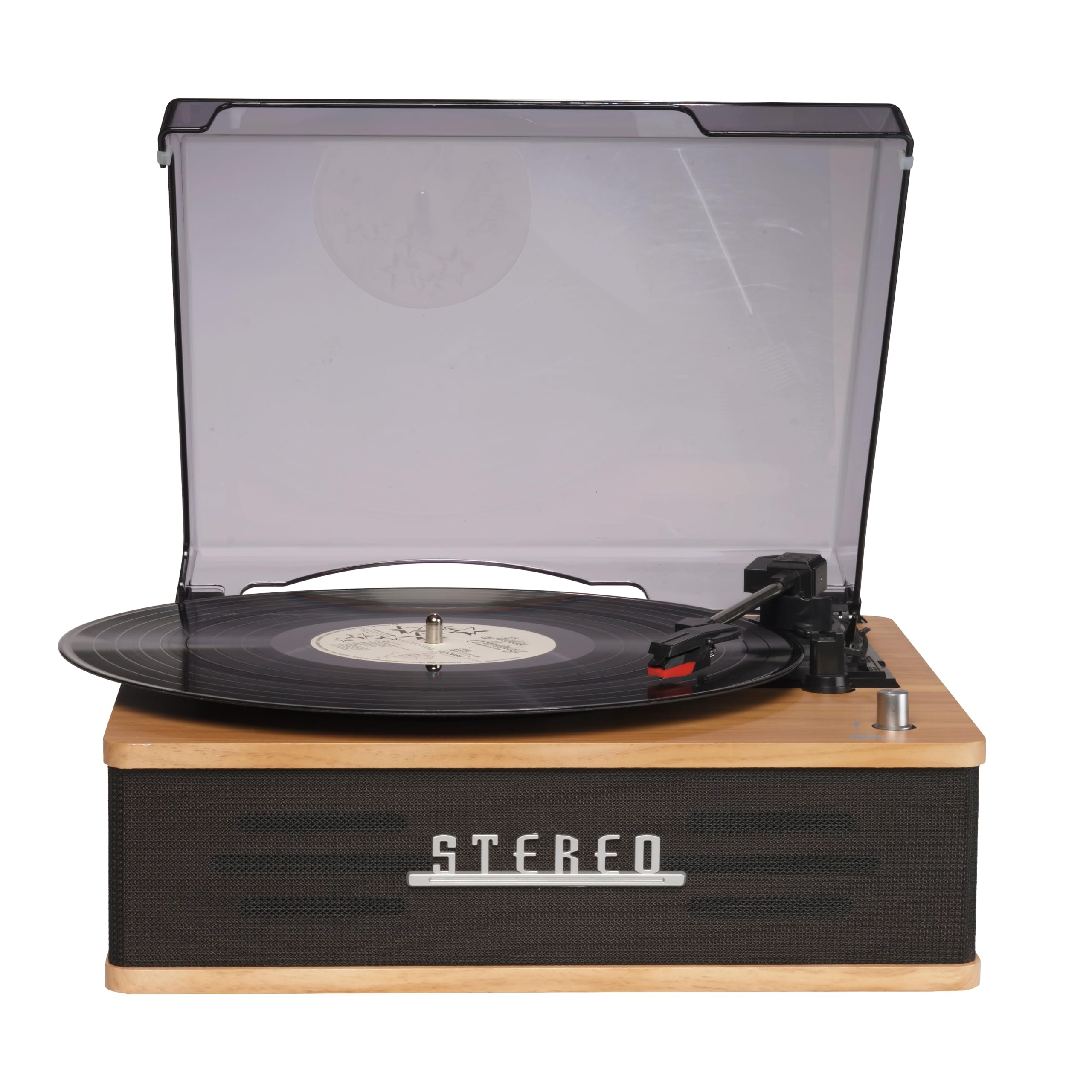 Denver VPB-262LW Tourne-disque rétro Bluetooth Haut-parleur aspect bois | 33/45/78 tr/min, arrêt automatique, sortie RCA, micro en céramique, aiguille rubis et capuchon anti-poussière