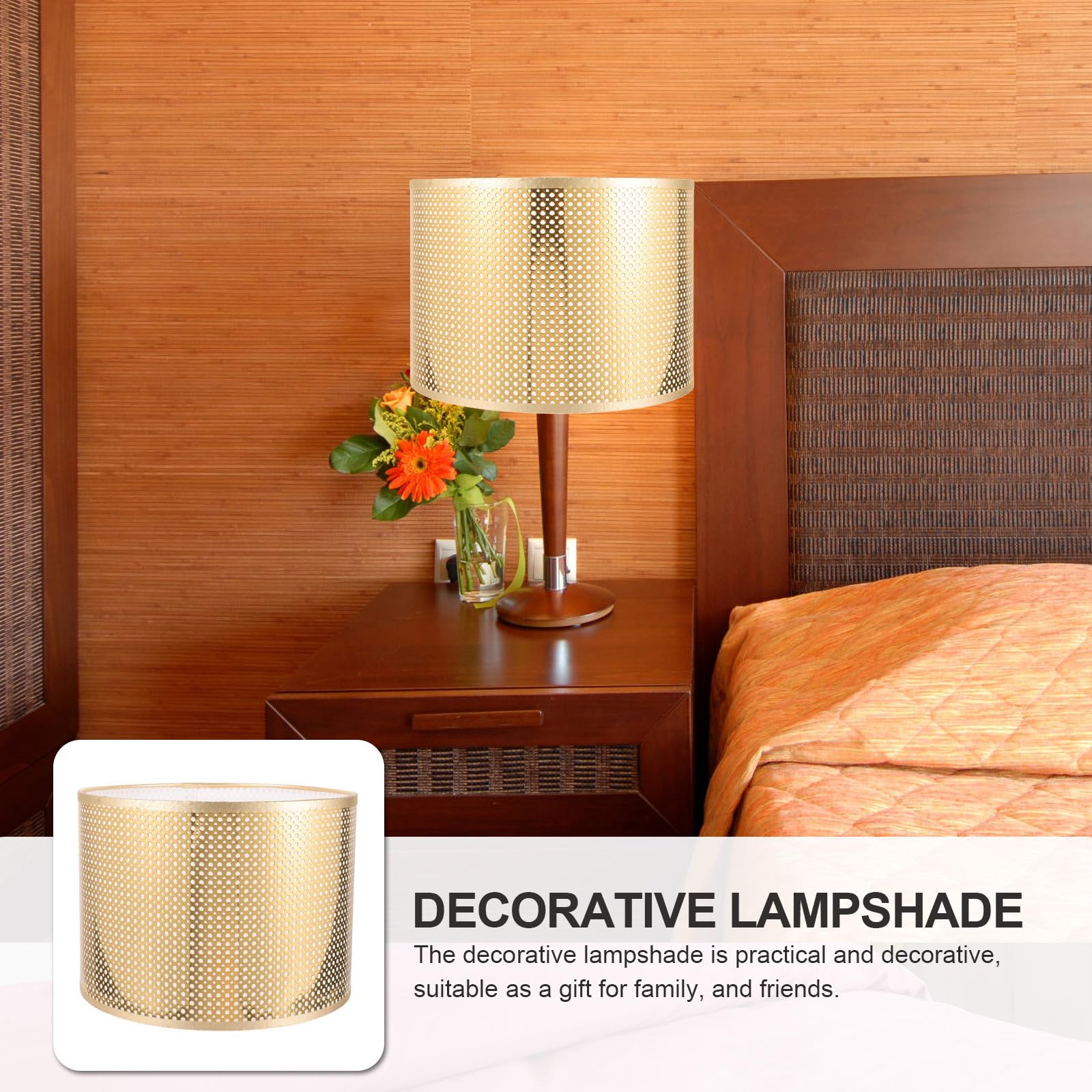 Healeved Paralume a Tamburo Piccolo e Metallo, Paralume Rustico E27 per Lampade da Tavolo da Terra, Diffusore Luce Calda per Soggiorno, Camera da Letto, Hotel e Studio, Diametro 25 Cm X