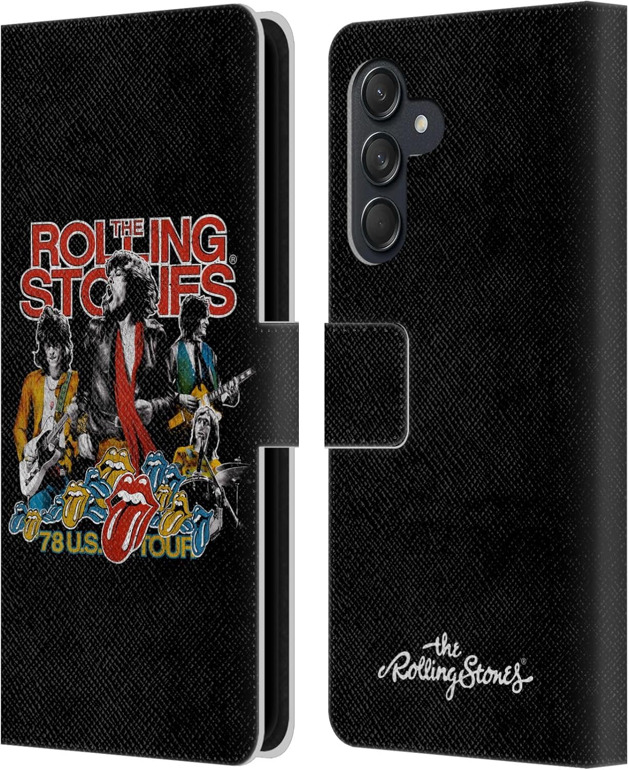 Head Case Designs Officially Licensed The Rolling Stones 78 Us Tour Vintage Key Art Leather Wallet Case Compatible with Samsung Galaxy M55 5G