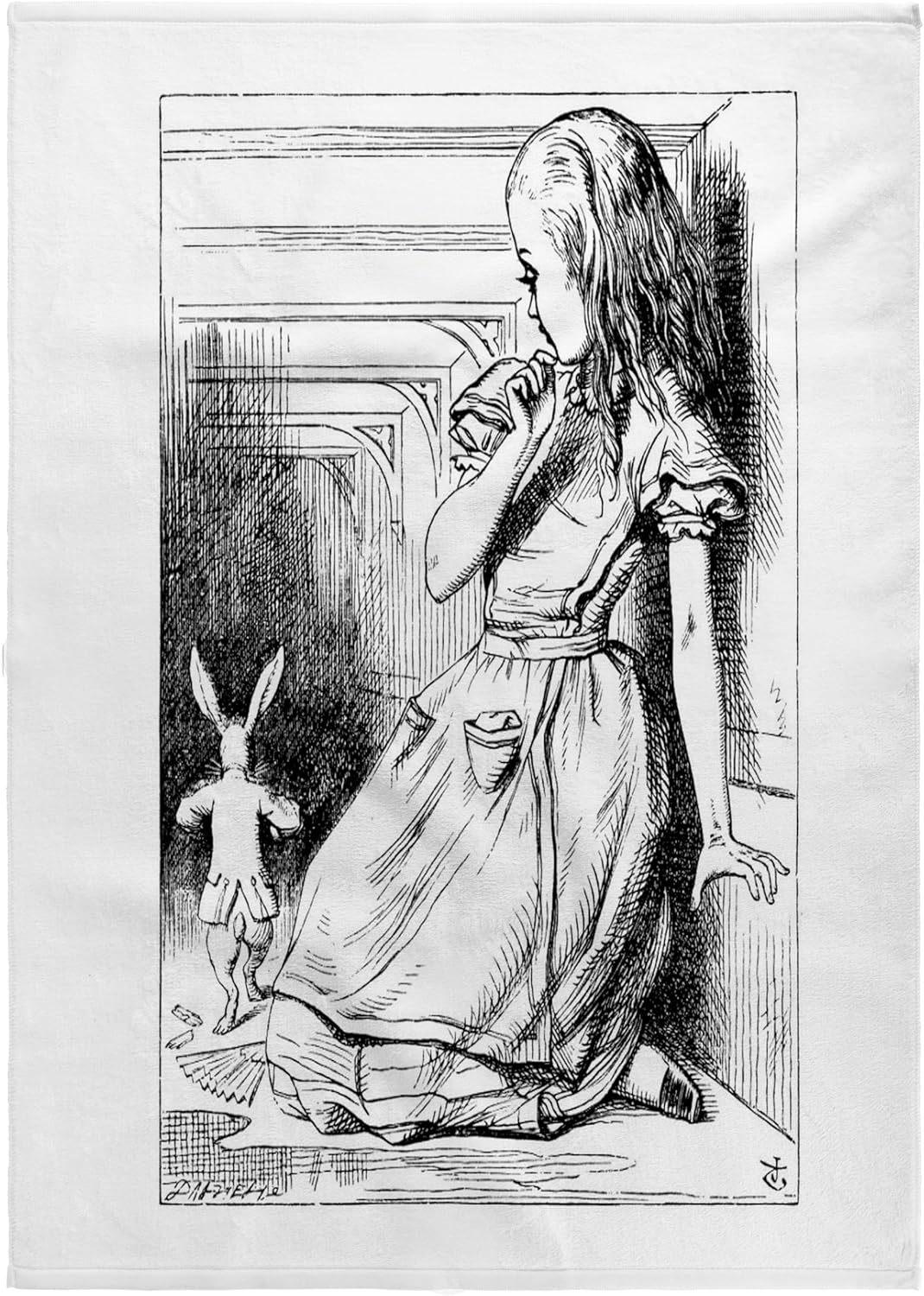 3dRose Follow the White Rabbit. Alice in Wonderland John Tenniel Illustration 22x30 Bath Hand Pool Towel